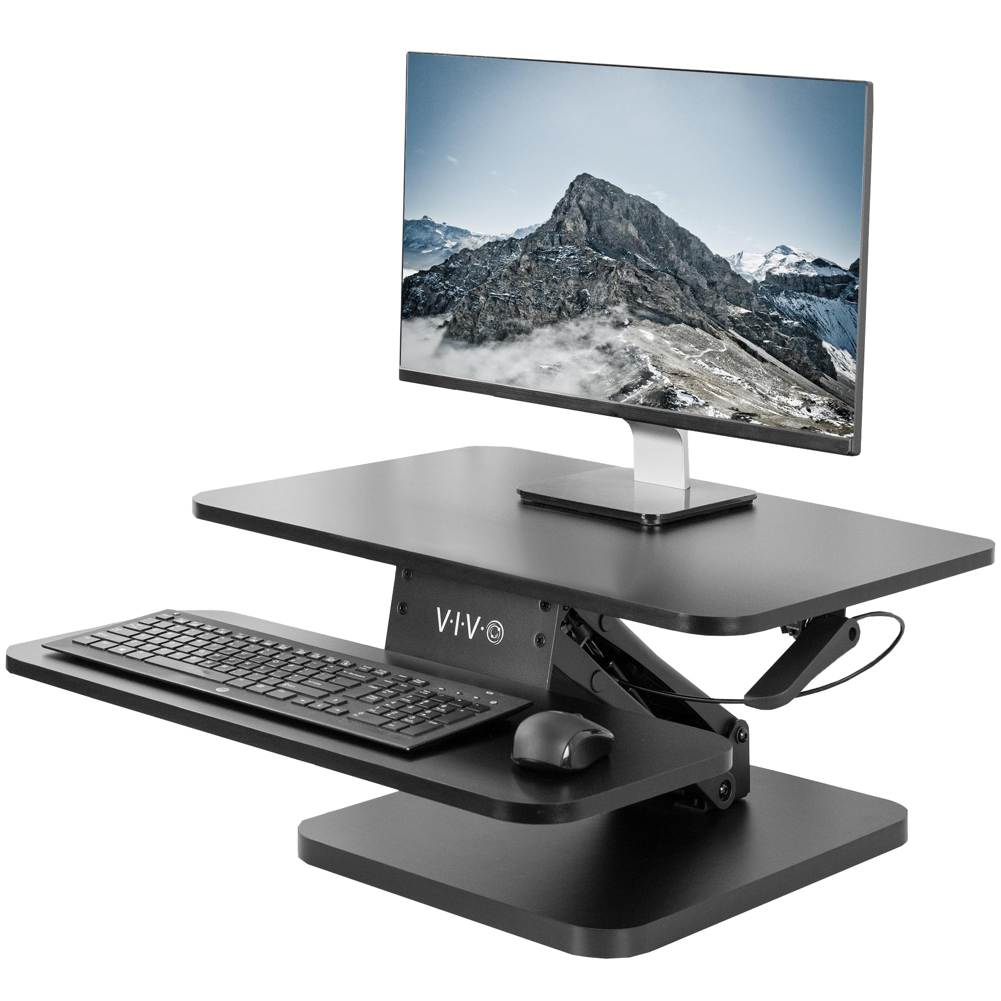 VIVO Black 25 inch Adjustable Standing Desk Converter | Compact Sit Stand Workstation for Monitor & Laptop | Home Office & Gaming Setup | Model DESK-V001G
