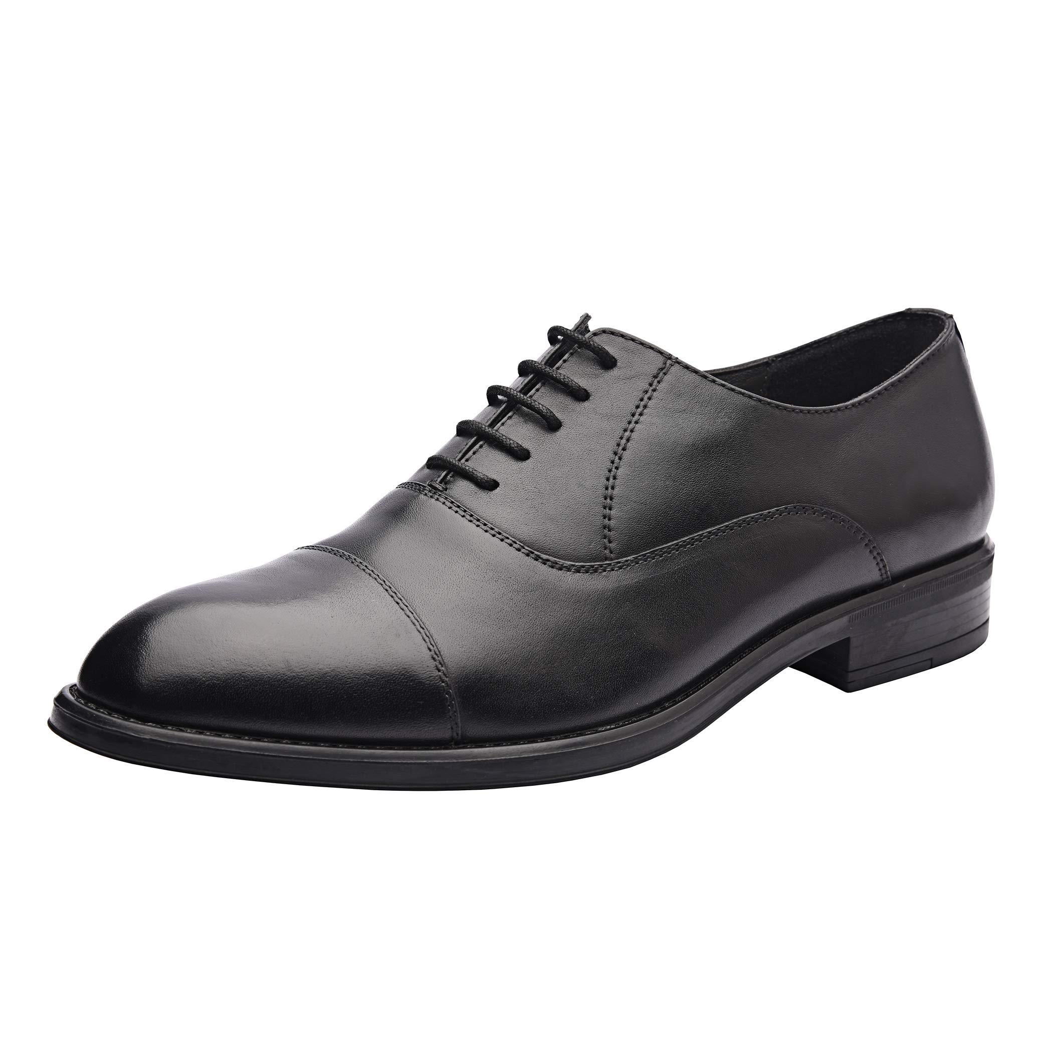 Genuine Leather Men's Dress Shoes - Classic Cap Toe Oxford Formal Shoes with Rubber Sole & Lace Up Design | Handcrafted Premium Business & Wedding Shoes for Men | Perfect for Office, Formal Events & Special Occasions