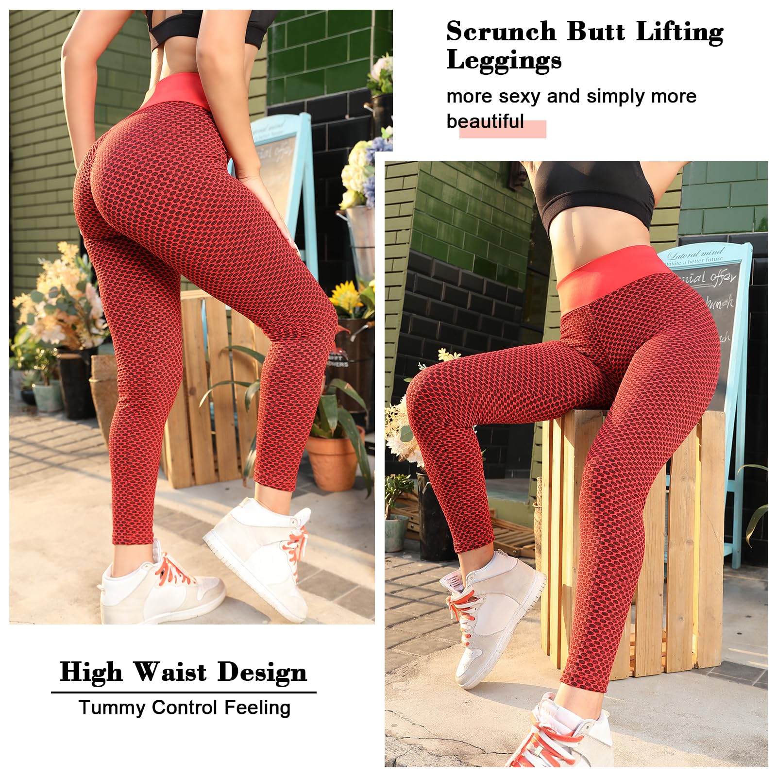 Women's High Waisted Scrunch Butt Lifting Yoga Pants - Tummy Control Workout Leggings for Gym, Running & Booty Enhancement | Textured Tights for Fitness & Everyday Wear