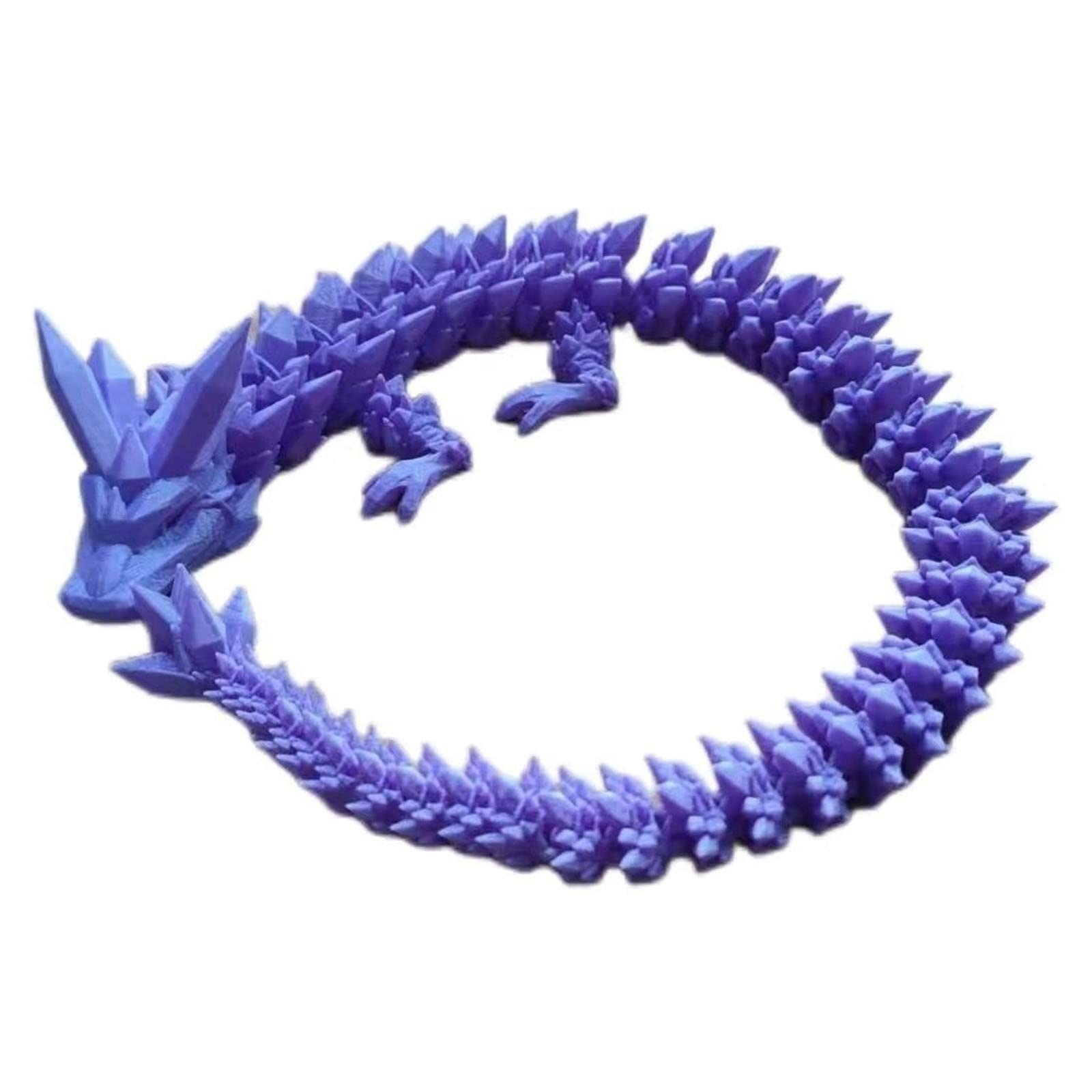 3D Printed Crystal Dragon Toy - Rotatable & Poseable Articulated Dragon Figure for Anxiety Relief - 21.7 Inch Purple Fantasy Collectible for Kids & Adults - Perfect for Stress Relief, Home Decor, and Gift Giving