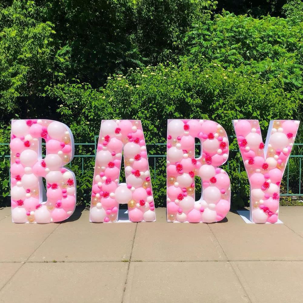 3FT Large Marquee Letter B - Mosaic Balloon Frame Pre-cut Foam Board Light Up Letters for Birthday Party, Wedding, Baby Shower Decorations | DIY Party Supplies | Perfect for Photo Backdrops, Event Signage & Home Decor