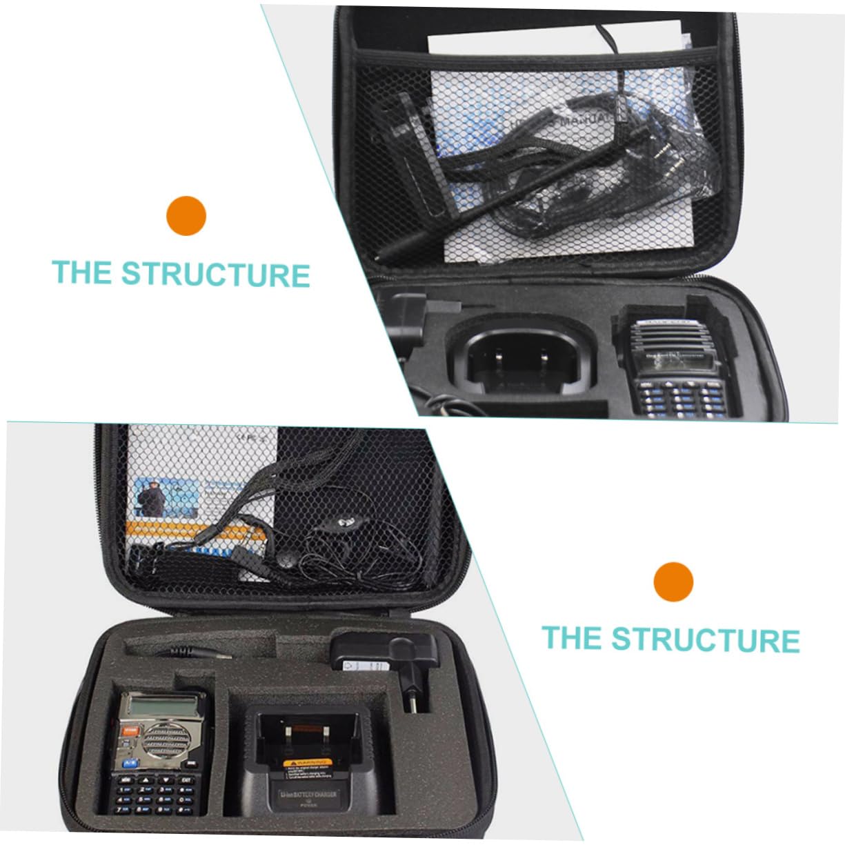 Hemobllo Radio Accessories Storage Case - Durable Interphone Organizer with Mesh Pockets for Walkie Talkies | Perfect for Outdoor Adventures, Construction Sites & Emergency Communications