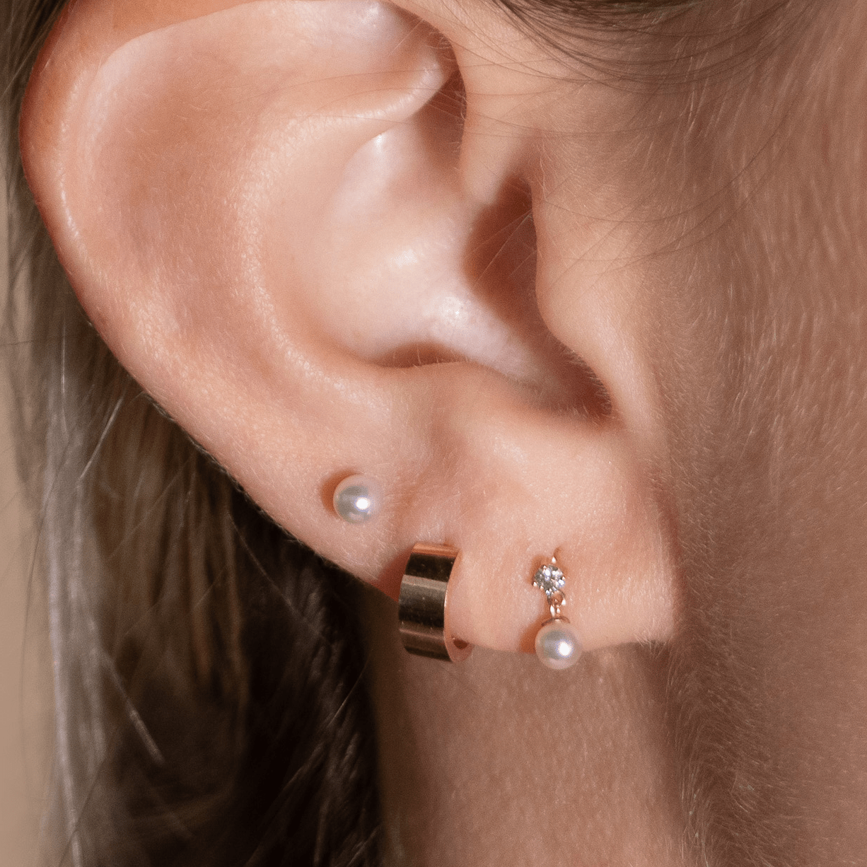 14k Solid Yellow Gold Diamond and Pearl Drop Earrings - Elegant Flat Back Studs for Women, Perfect for Weddings, Parties & Everyday Wear