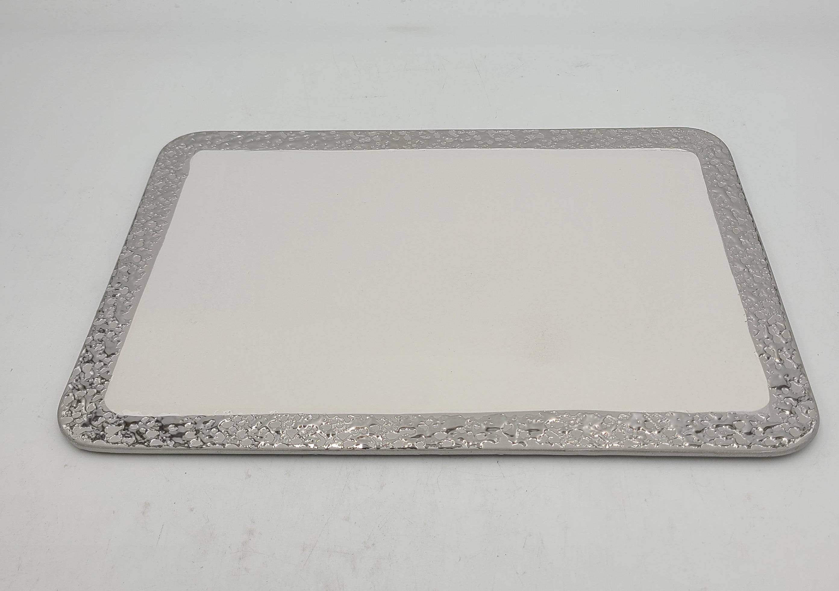 14x9.5 Inch Silver Design Rectangular Plates - Set of 12 - Perfect for Dinner Parties, Catering Events & Home Decor