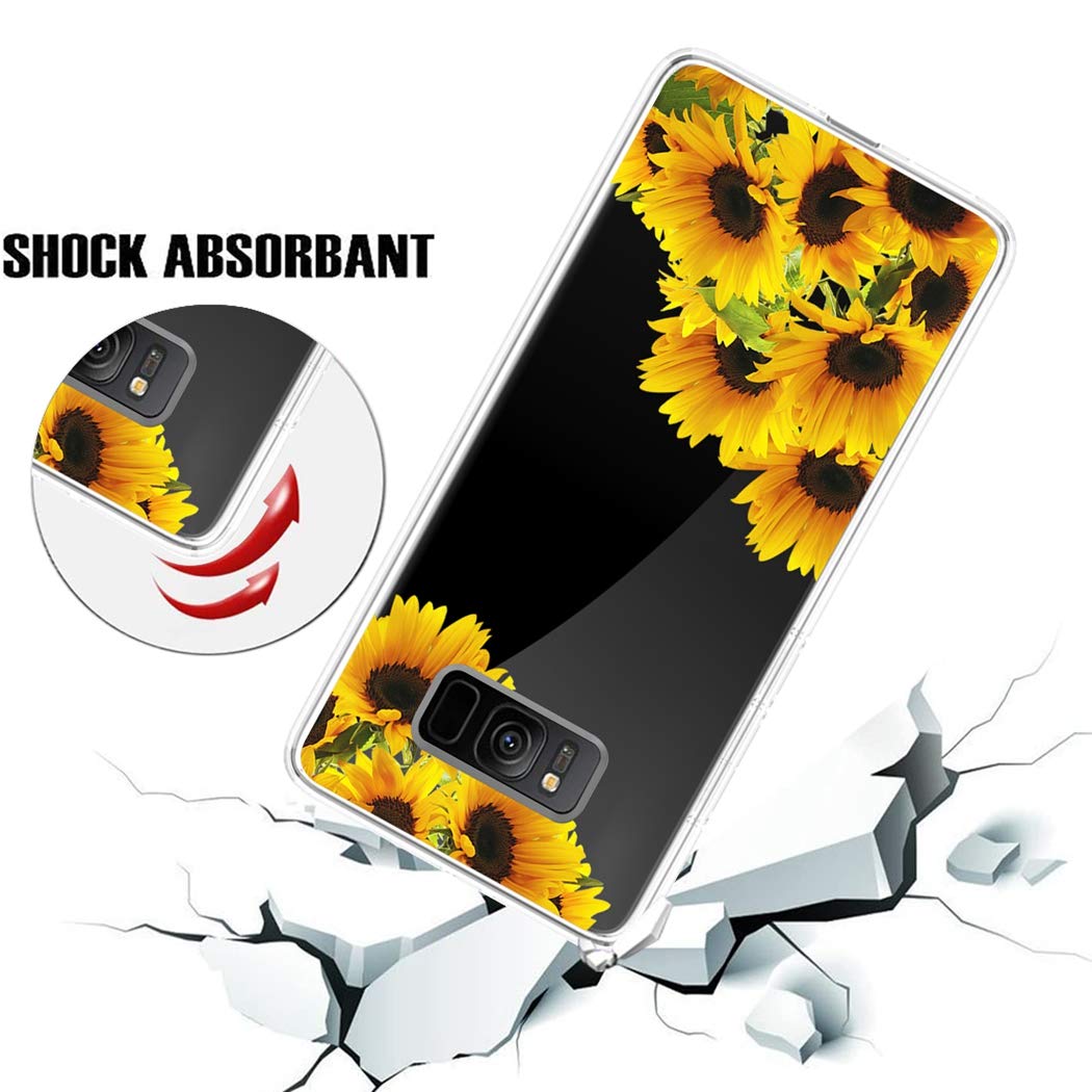 Cute Clear Slim Shockproof Sunflower TPU Case for Samsung Galaxy S8 - Soft Flexible Protective Cover for Women & Girls - Perfect for Everyday Use, Work, and Outdoor Activities