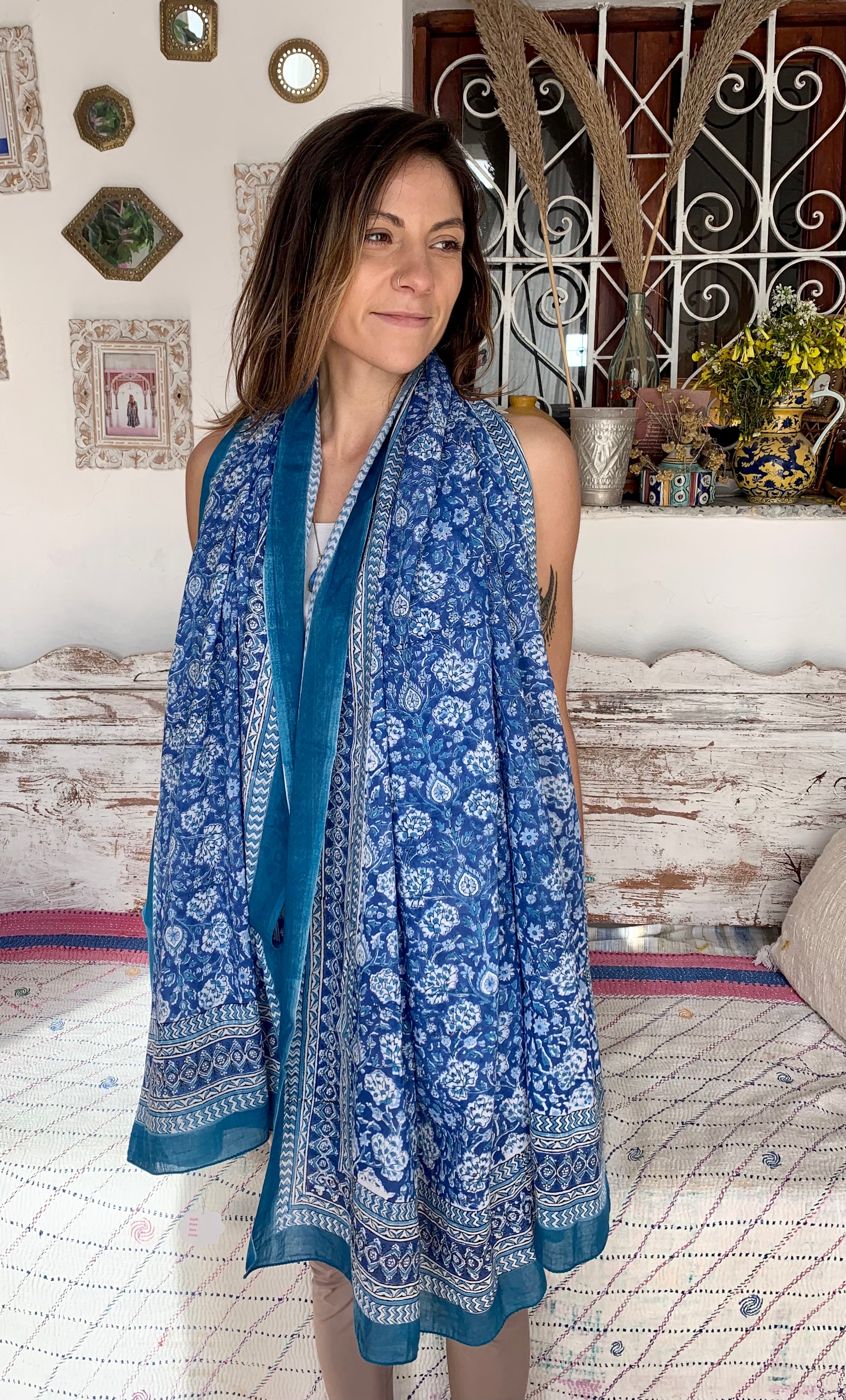 Stylish Block Print Cotton Sarong Pareo Shawl - New Collection for Beach, Pool, and Summer Fashion