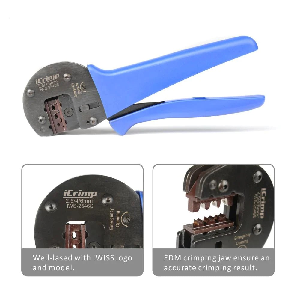 IWS 2546S Solar Crimping Tool for AWG14-10 (2.5/4/6.0mm²) Solar Panel PV Cables with Pin Locator - Professional Solar Installation Tool for Solar Panel Wiring and PV System Maintenance