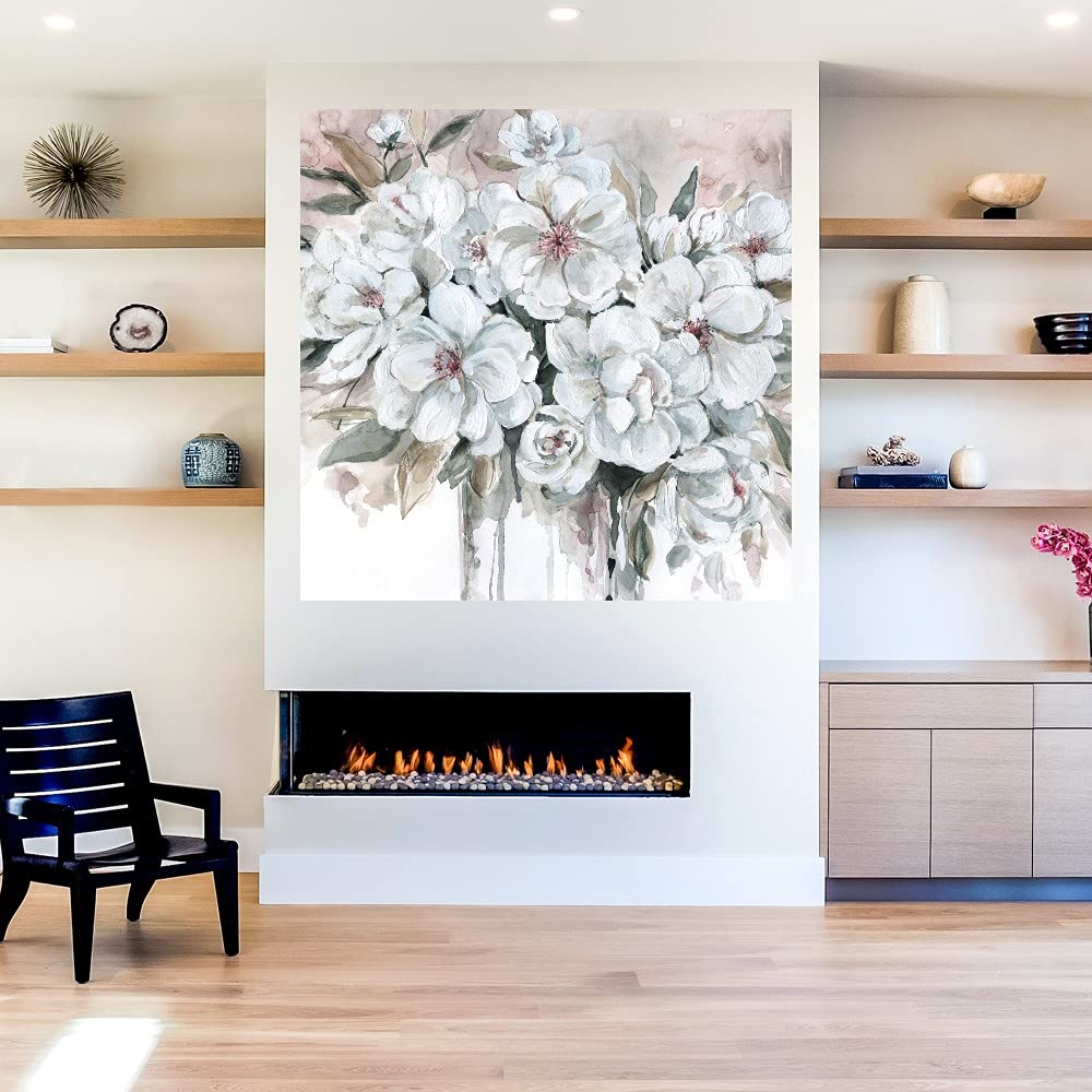 Blushing Bouquet Fine Art Canvas Wall Decor by Carol Robinson - 32x32 Inches - Ready to Hang - Perfect for Living Room, Bedroom, Office & More - Elegant Floral Painting for Home & Commercial Spaces