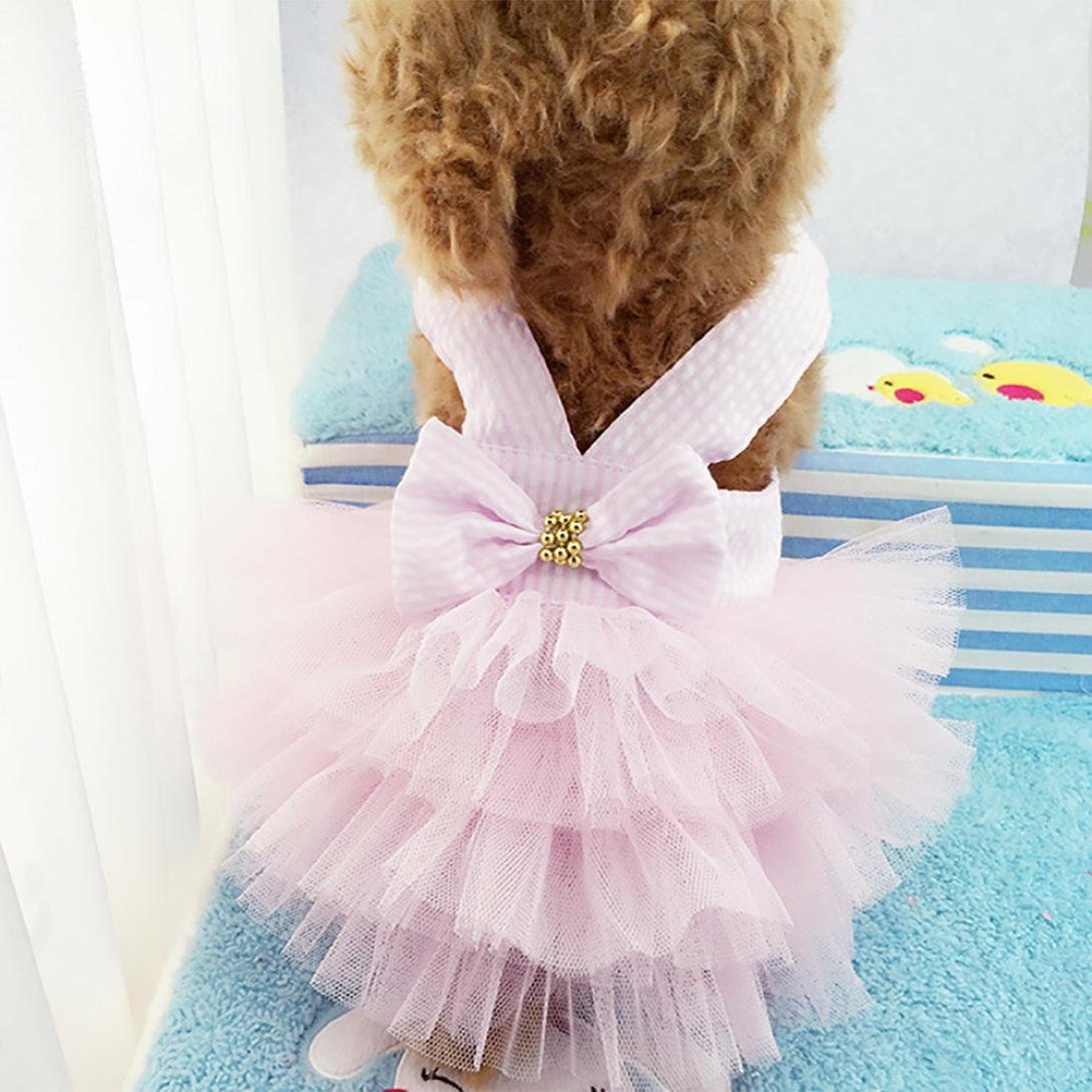 Cute Halter Bowknot Tutu Dog Dress - Lace Skirt Princess Pet Costume for Small Dogs & Puppies (XS, Pink) | Perfect for Birthday Parties, Photo Shoots & Special Occasions