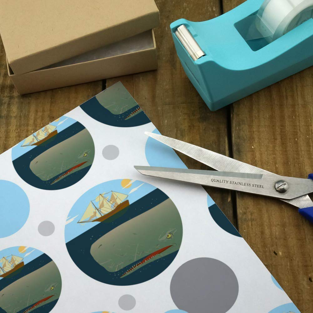 Premium Sperm Whale Under Ship Design Gift Wrapping Paper Roll - 30