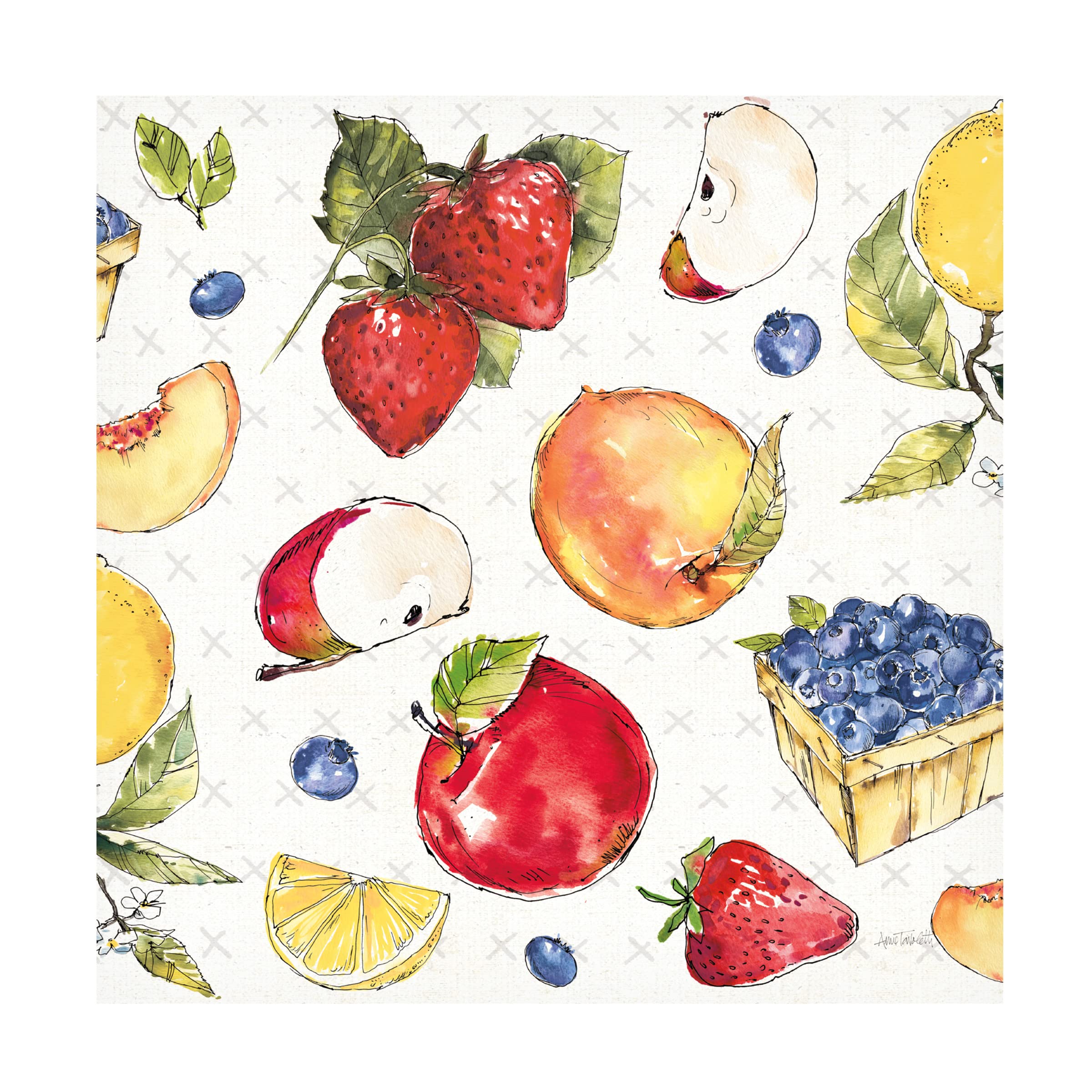 Anne Tavoletti 'Fruit Stand Pattern I' Canvas Wall Art Print - Vibrant Kitchen Decor for Dining Room & Farmhouse Style Home