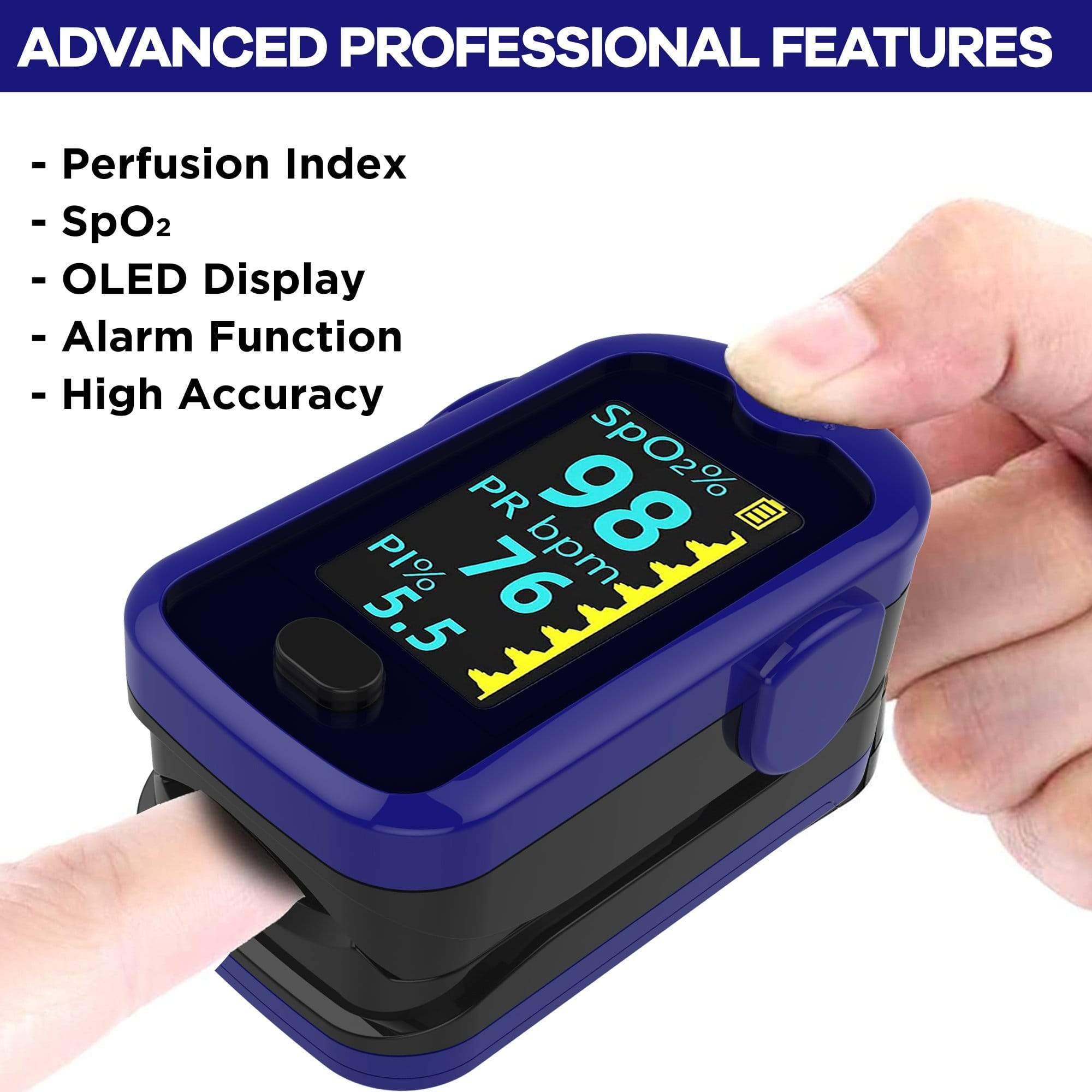 Dr Trust USA Pulse Oximeter 217 (Blue) - Fingertip Oxygen Monitor for Blood Oxygen & Heart Rate - Perfect for Home Use, Travel, and Sports Activities