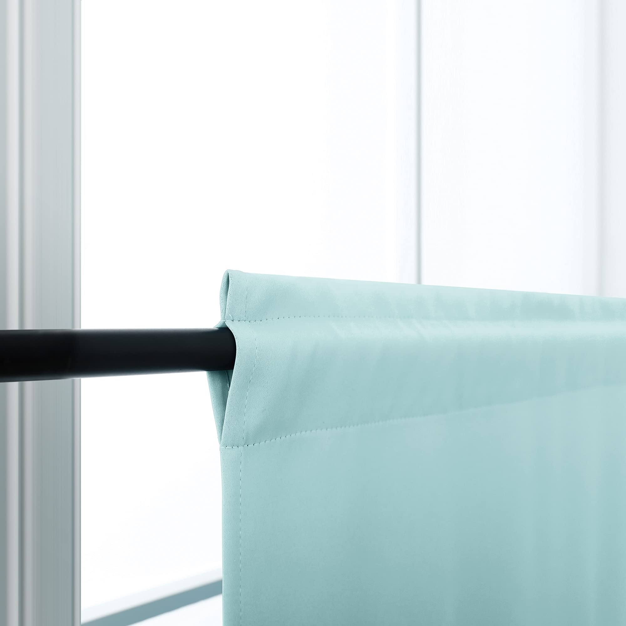 KOUFALL Mint Green Blackout Curtains - 24 Inch Light Blocking Kitchen & Bathroom Valances for Windows, Perfect for Privacy & Sun Protection