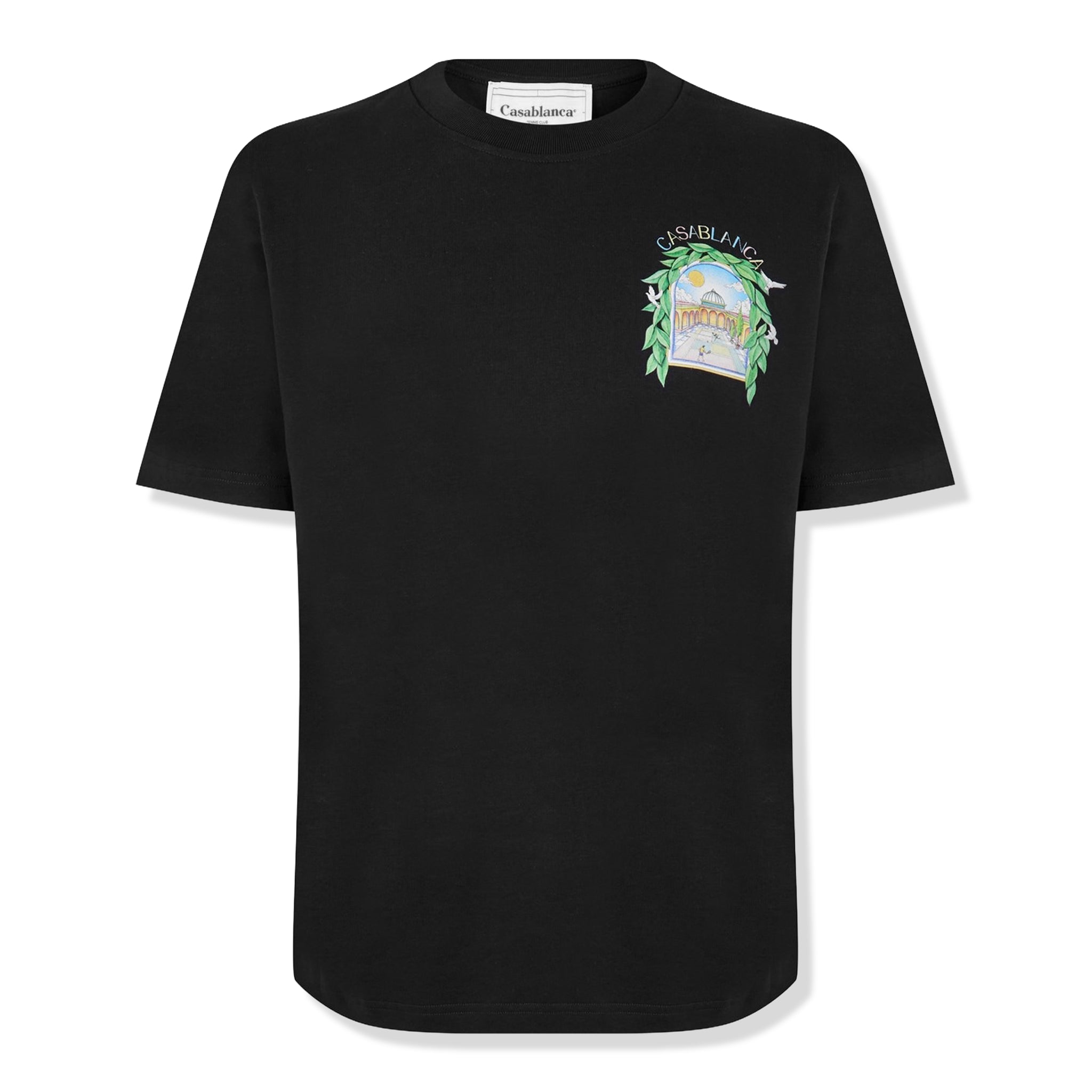 Casablanca L'Arche Tennis Club Graphic Black T-Shirt for Men - Vintage Tennis Style Cotton Tee - Perfect for Casual Wear, Sports & Street Fashion