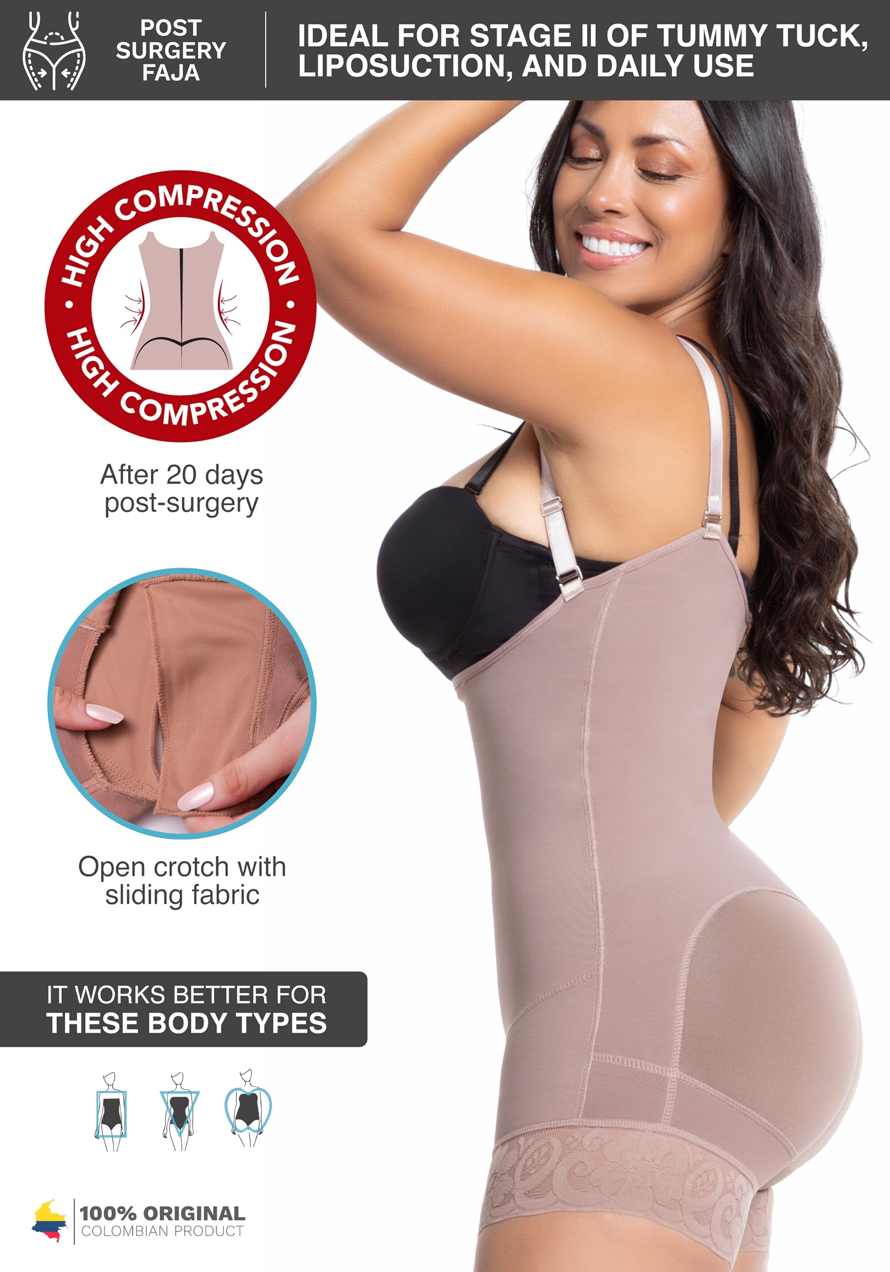 LT.ROSE BBL Faja Post-Surgery Compression Garment for Women - Tummy Tuck Shapewear S111, Colombian Waist Trainer for Body Contouring | Perfect for Postpartum Recovery & BBL Surgery Support