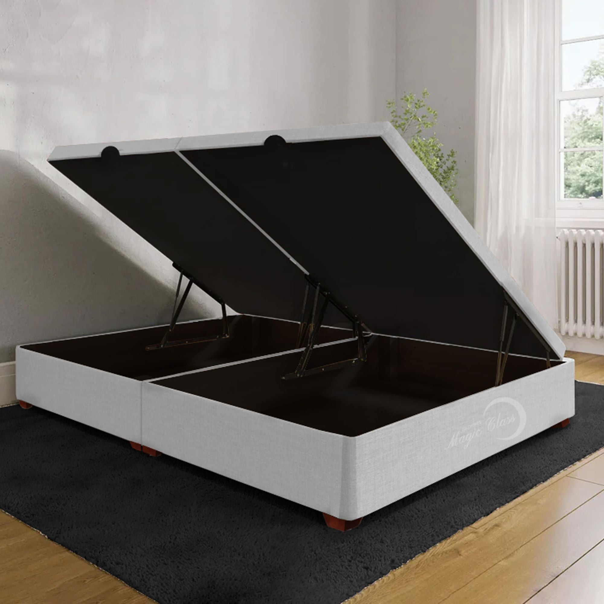 White Storage Bed with Hydraulic Opening - 120x43cm, Fits Semi-Double Mattress 120x190cm | Space-Saving Bed Frame with Lift-Up Storage for Small Bedrooms & Apartments