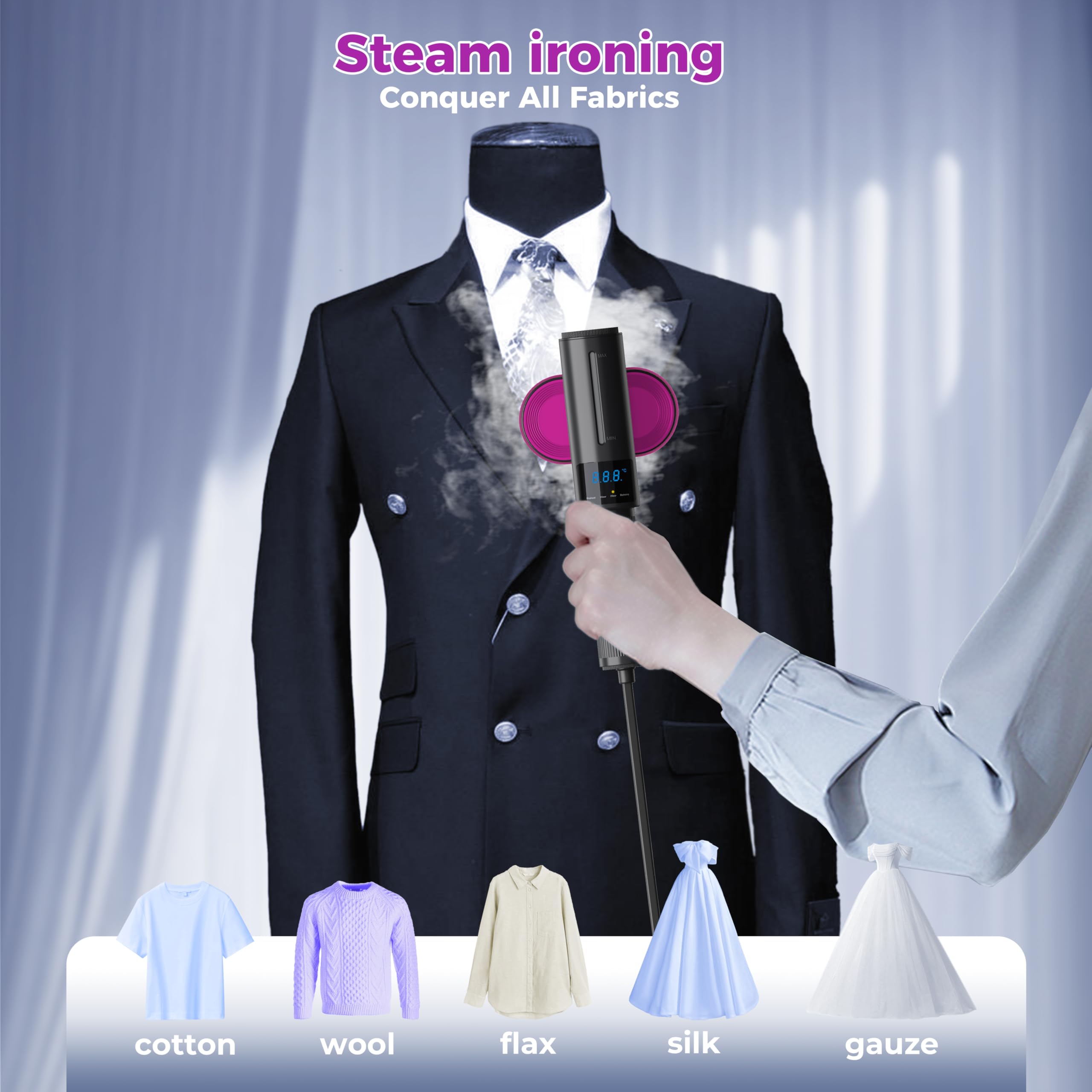 Portable Black Travel Steamer for Clothes - Dual Function Garment Steamer with Rotatable Ironing Surface | Wet Steam & Dry Ironing | Perfect for Home, Hotel & Business Trips | Wrinkle-Free Clothes Anywhere