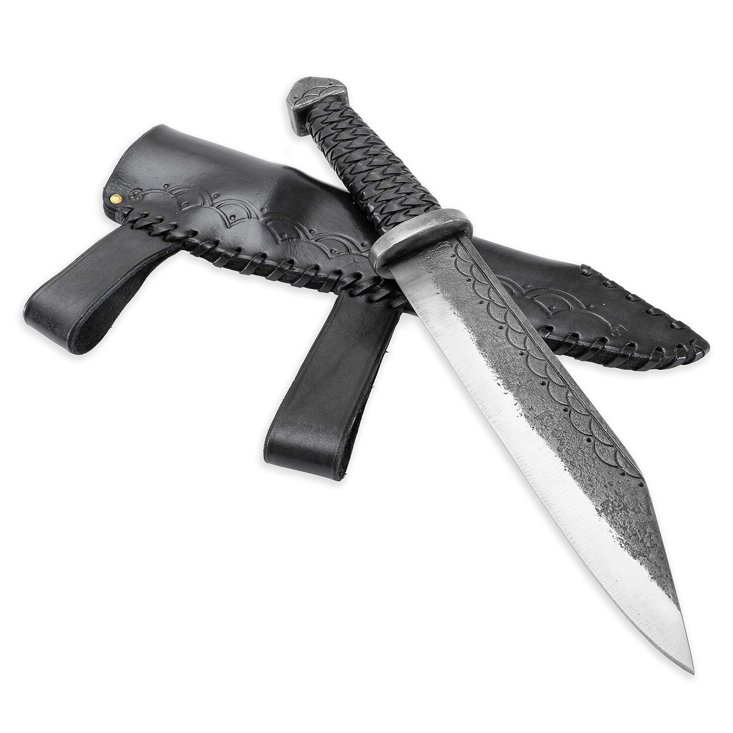Hand Forged Toferner Seax Knife - Norse Viking Sax Knife with Genuine Leather Sheath - Hardened Blade Antique Collectible - Handcrafted Gift for Men (Vídar) - Perfect for Historical Reenactments, Outdoor Survival & Medieval Decor