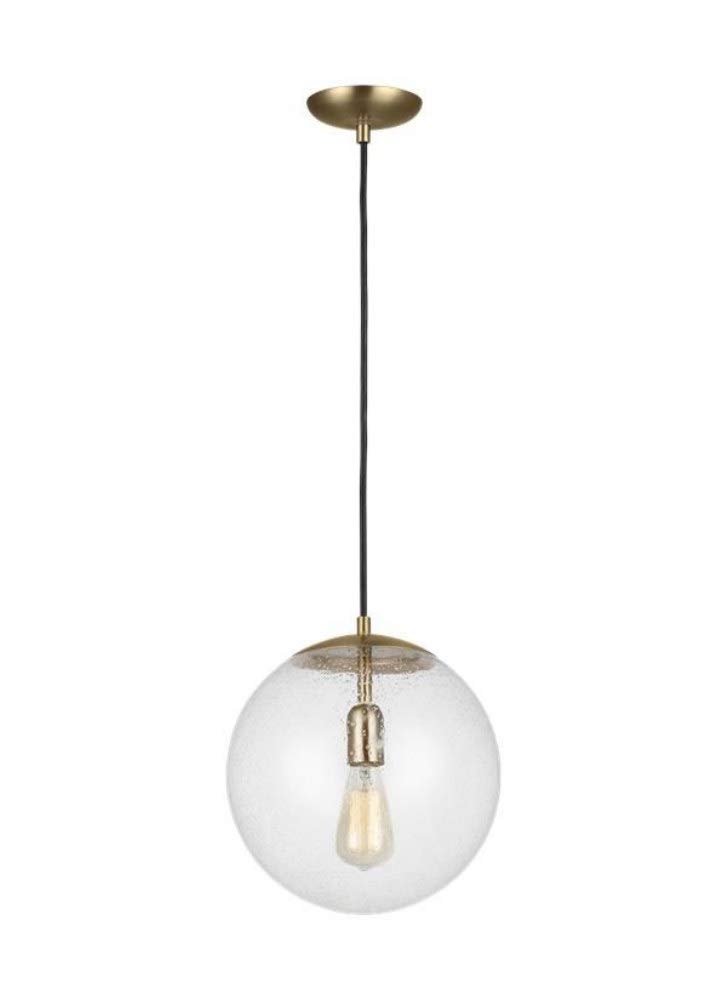 Generation Lighting 6701801EN7-848 Leo Modern Hanging Globe Pendant Light Fixture in Satin Brass - Perfect for Dining Room, Kitchen Island or Bedroom Lighting