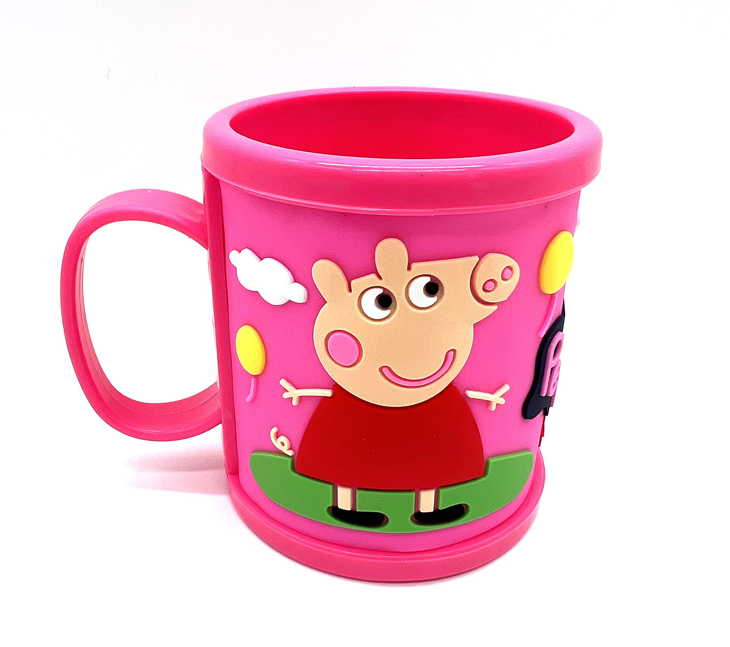 Peppa Pig Kids Cups with Lids and Straws - BPA-Free Plastic Drinking Cups for Girls and Boys - Peppa and George Themed Birthday Party Supplies (Pink) - Perfect for Home, School, and Travel Use