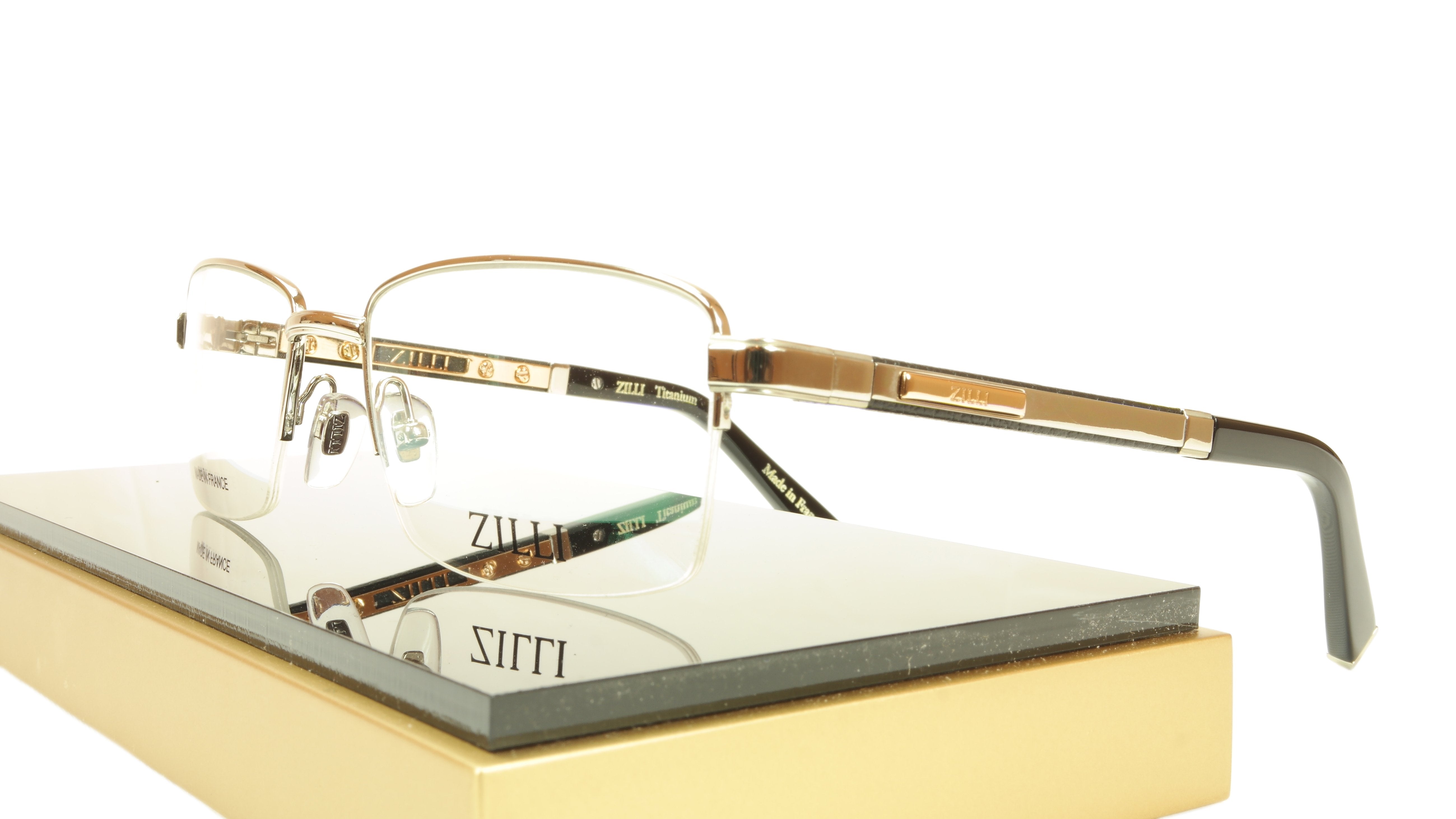 Premium ZILLI Eyeglasses Frame - Handmade in France with Acetate, Leather & Titanium (Model ZI 60014 C02) - Luxury Reading & Fashion Statement for Professionals