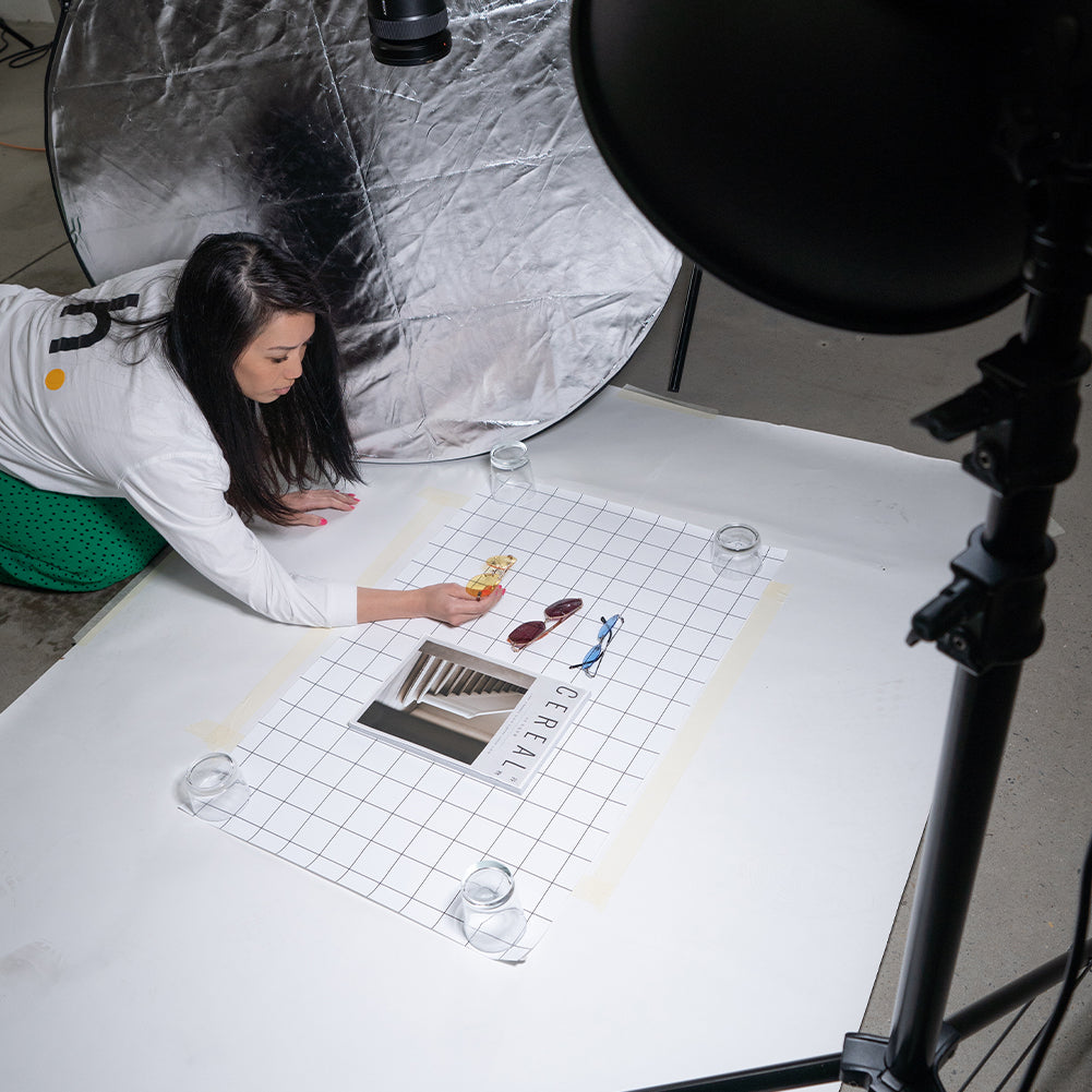 Flat Lay Instagram Backdrop | Newtown Black & White Grid Photo Background (56cm x 87cm) - Perfect for Product Photography, Social Media Posts & Content Creation