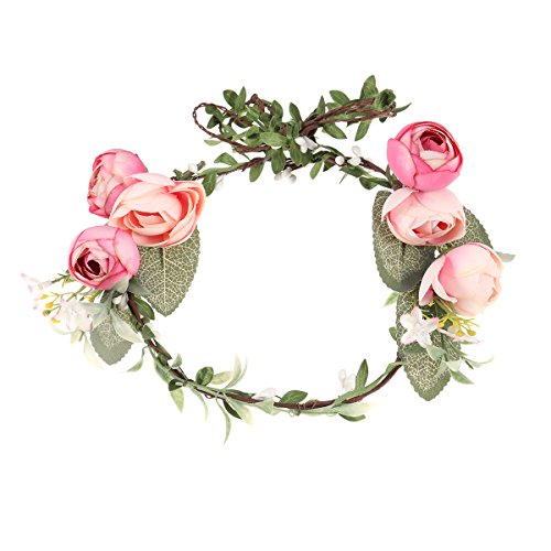 VICASKY Bridal Wedding Headband with Rose Wreath - Elegant Floral Hair Accessory for Women & Girls (Pink) | Perfect for Beach Weddings, Holiday Parties & Special Occasions