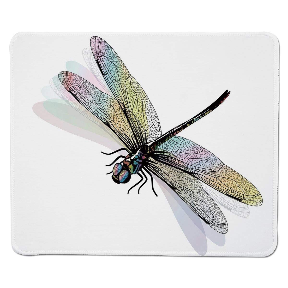 Yanteng Gaming Mouse Pad with Dragonfly Design - Ornate Lace Style Wings Pattern, Multicolor Stitched Edge | Perfect for PC Gaming, Office Work & Home Decor