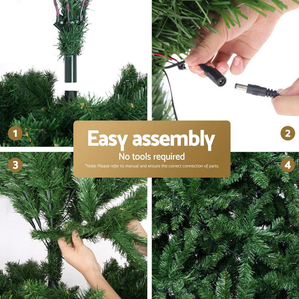 7ft Pre-Lit Artificial Christmas Tree with 1134 Warm White LED Lights - Perfect for Home, Office, and Holiday Decorations