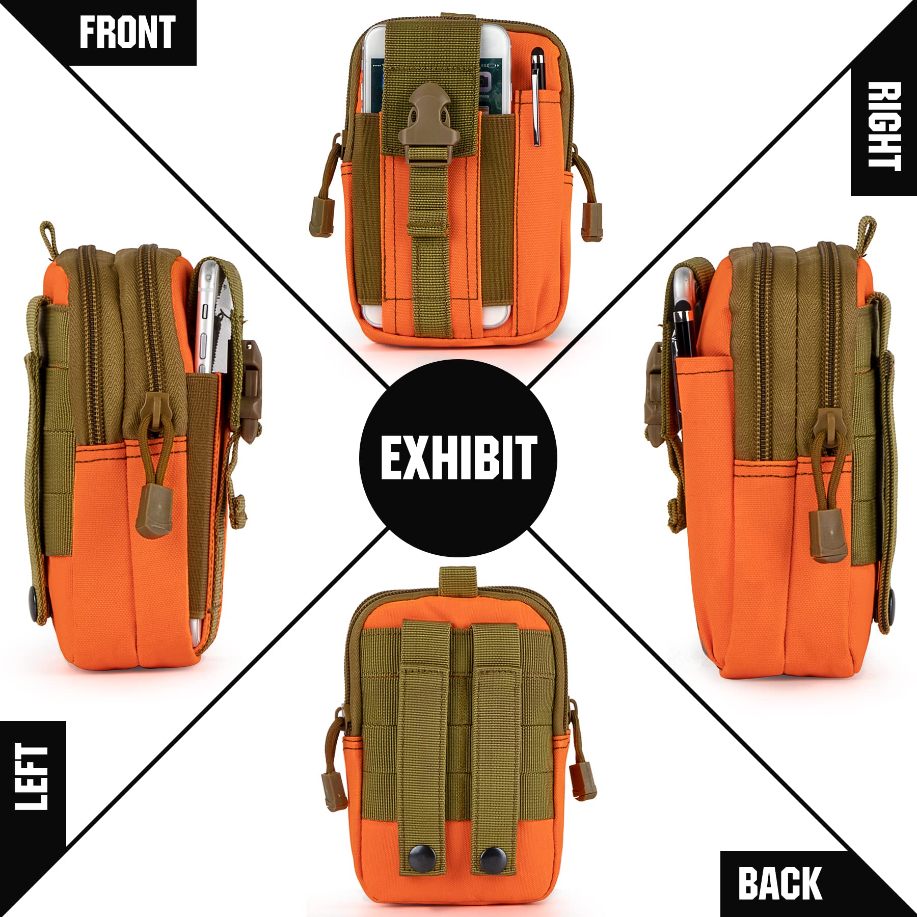 IronSeals Tactical MOLLE Pouch - Compact Utility Waist Bag & Phone Holster for iPhone 15 Pro Max/15 Pro/14 Plus/14 Pro Max/14/13 Pro Max/13 Pro/12 Pro Max/11 Pro Max (4.7