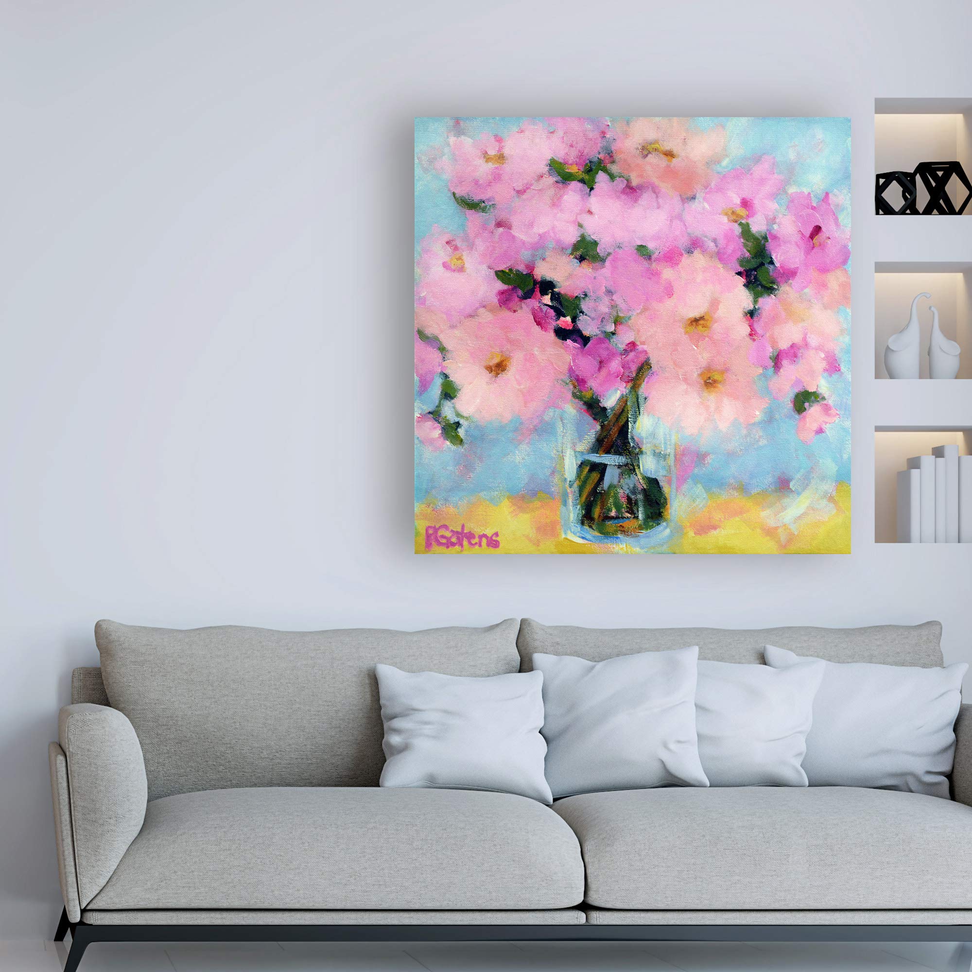 Trademark Fine Art 18x18 Bright Pink Peony Canvas Print by Pamela Gaten - Perfect for Living Room, Bedroom & Office Wall Decor