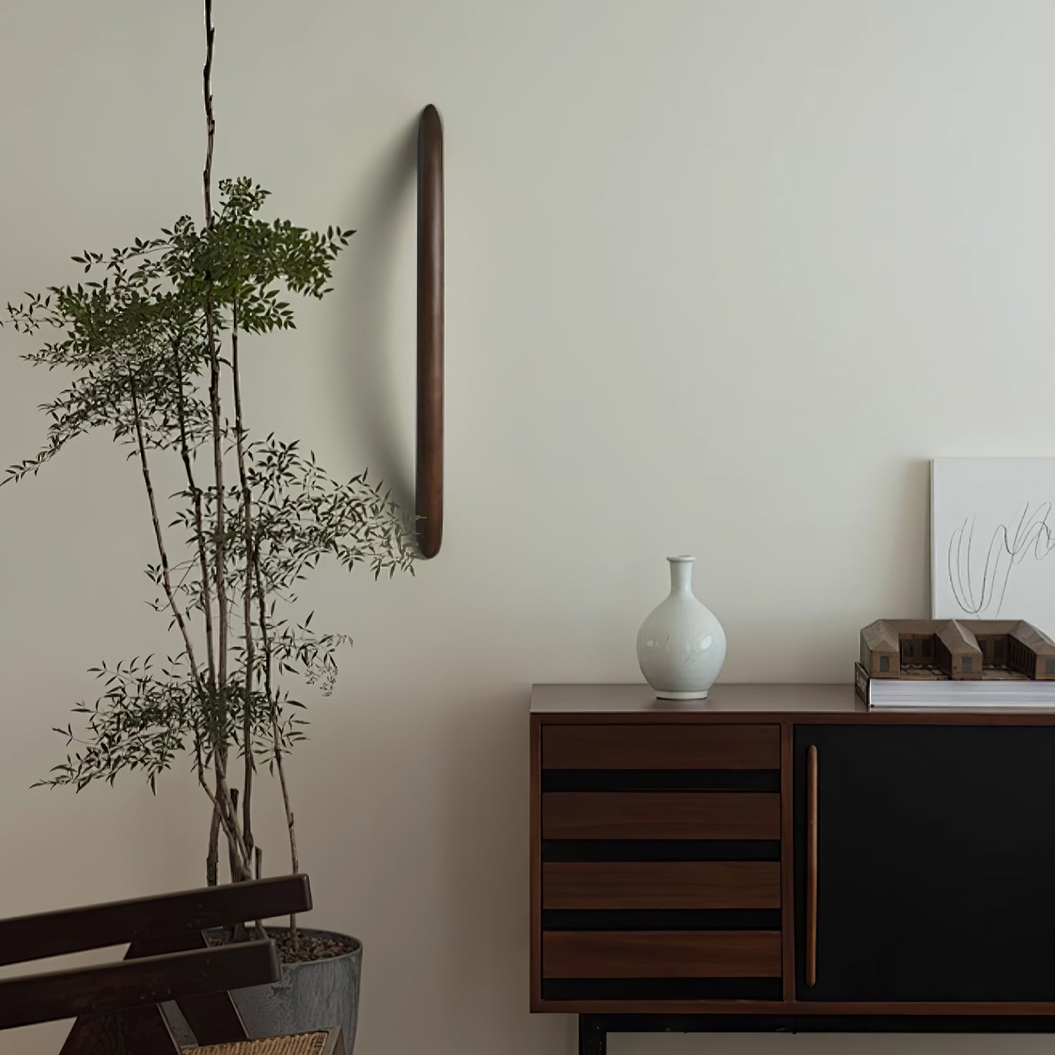 Modern Wooden Wall Sconce - Handcrafted Linea Wood Wall Light for Bedroom, Living Room & Hallway - Warm Ambient Lighting Fixture for Home Decor
