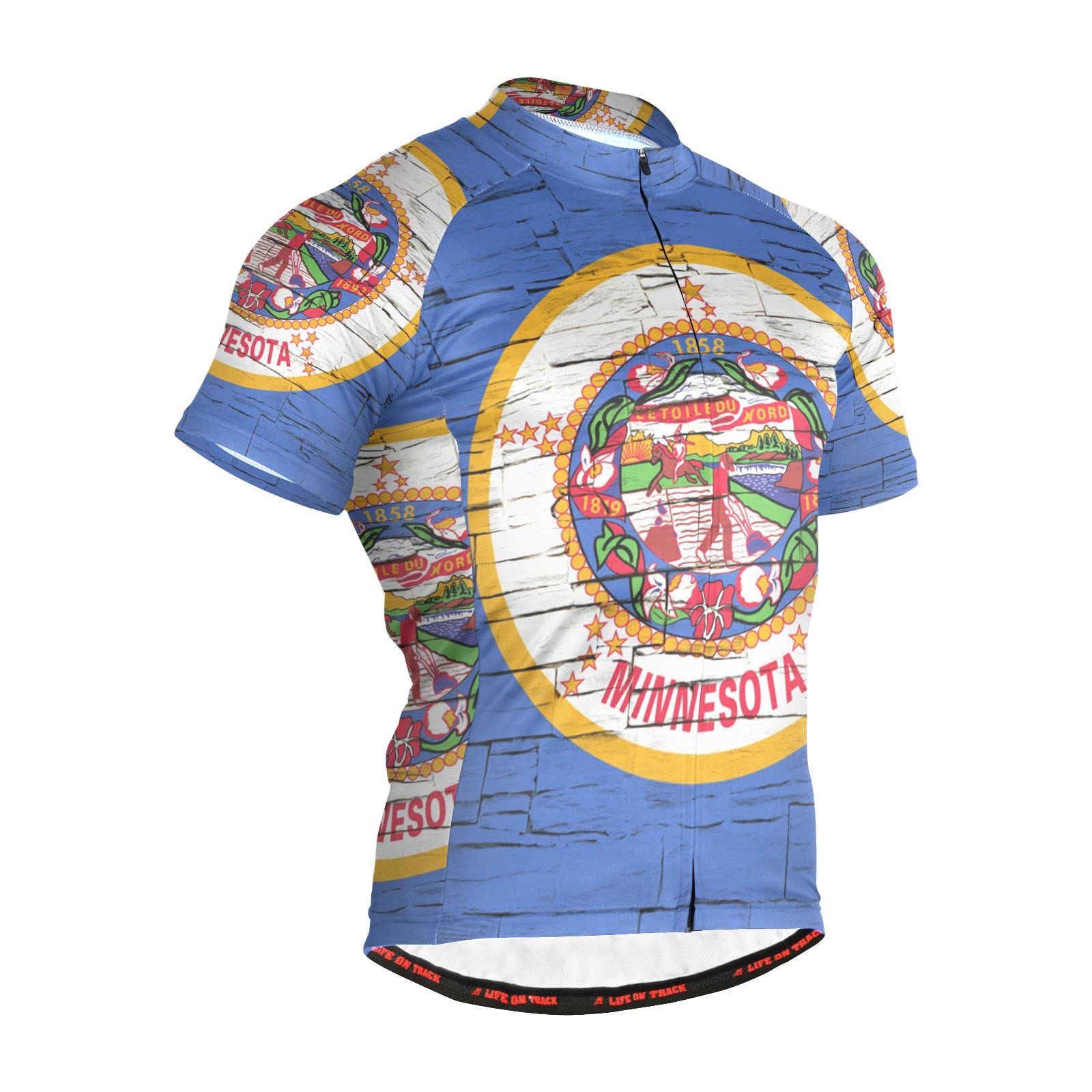 Minnesota State Flag Men's Cycling Jersey - Breathable Short Sleeve Bike Shirt for Road & Mountain Biking - Perfect for Cycling, Commuting & Outdoor Sports