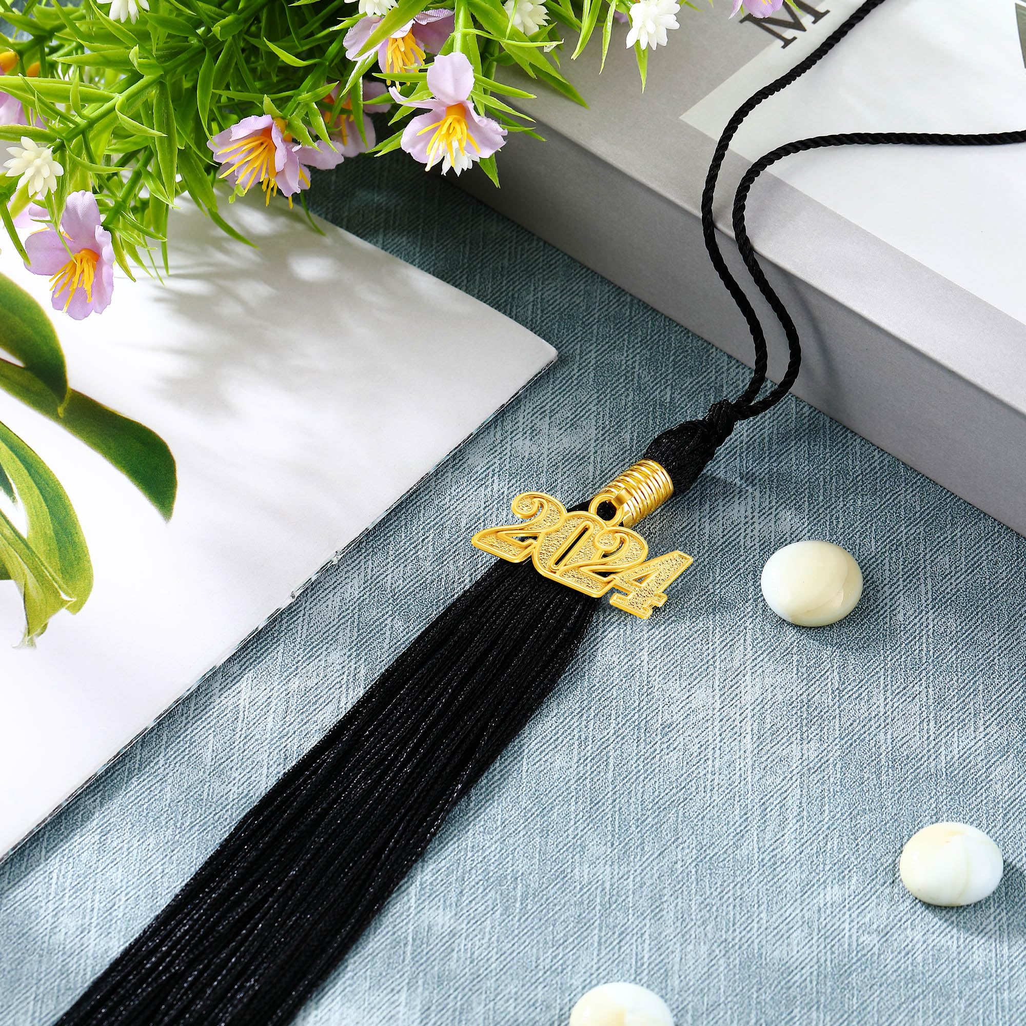 12-Piece 2024 Graduation Tassel Set - Classic Academic Cap Tassels for Graduation Ceremonies, Parties & Decorations (Black) | Perfect for High School, College & University Graduation Gifts