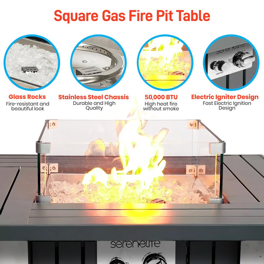 Outdoor Propane Gas Fire Pit for Patio, Backyard & Camping - Portable & Durable Steel Fire Pit with Lava Rocks - Perfect for Gatherings, Heating & Ambiance