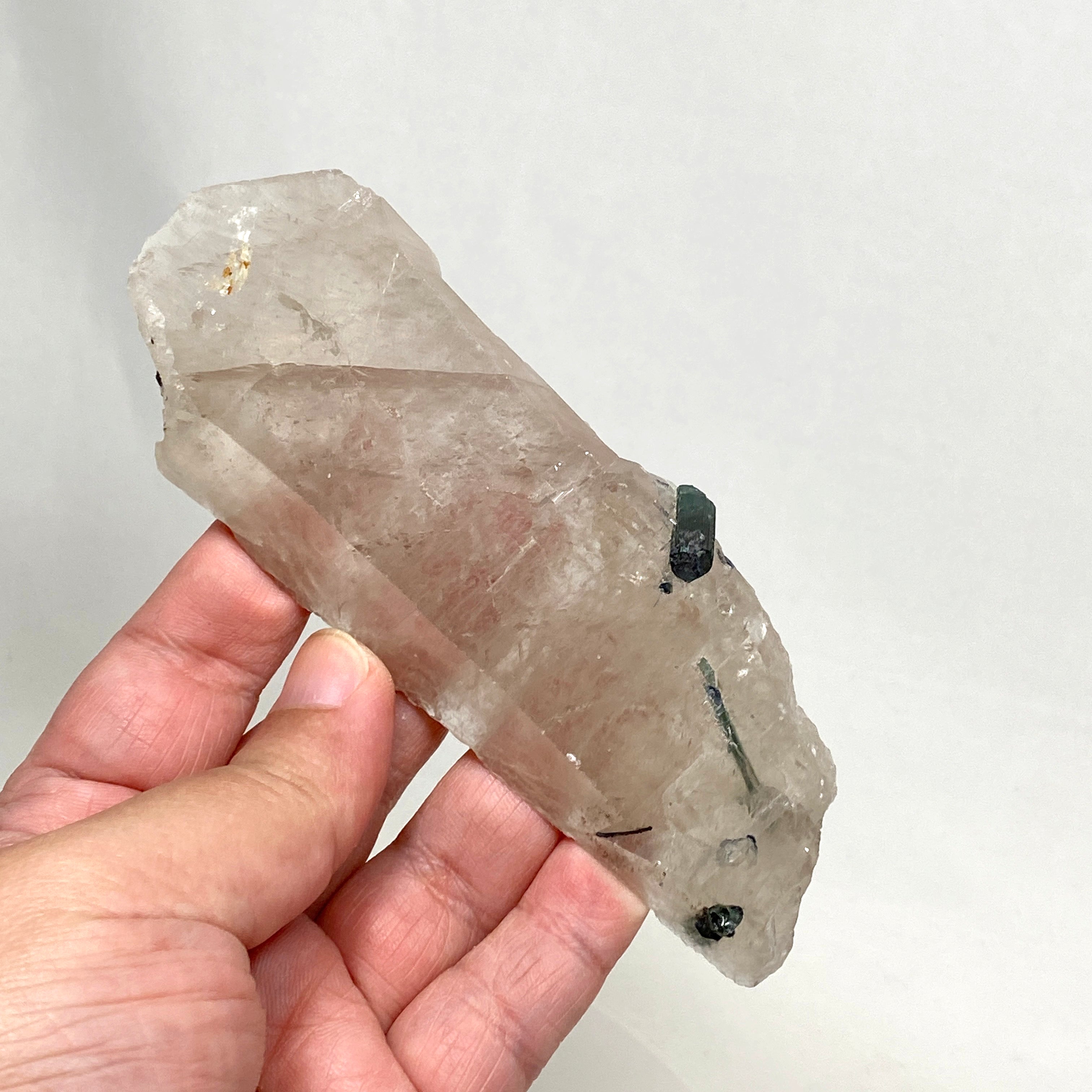 Natural Green Tourmaline on Quartz Crystal Specimen - GTQ 01 | Healing Stone for Meditation, Energy Work & Home Decor