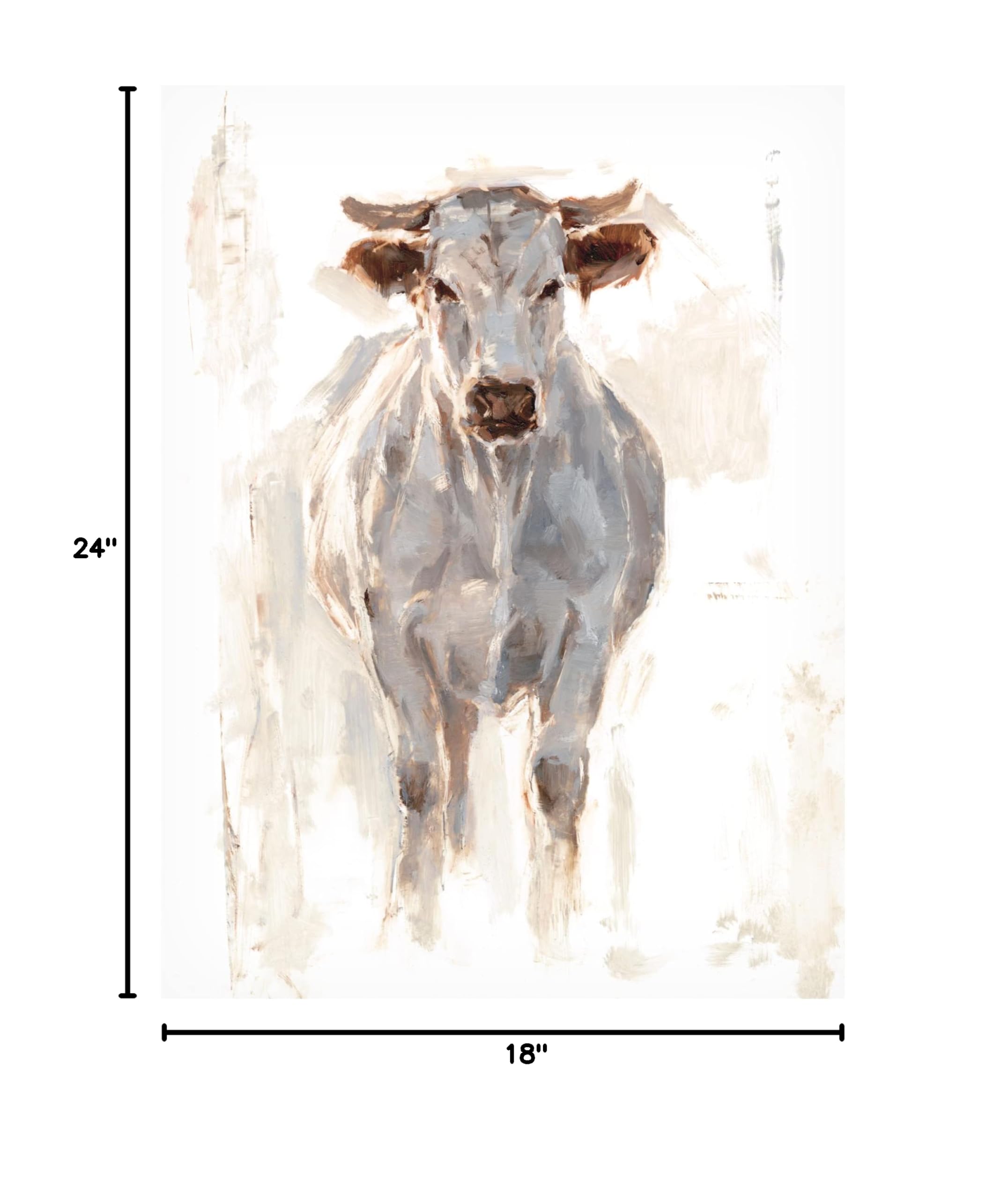 Ethan Harper 'Sunlit Cows I' Canvas Wall Art Print - Farmhouse Animal Painting for Living Room, Bedroom & Office Decor