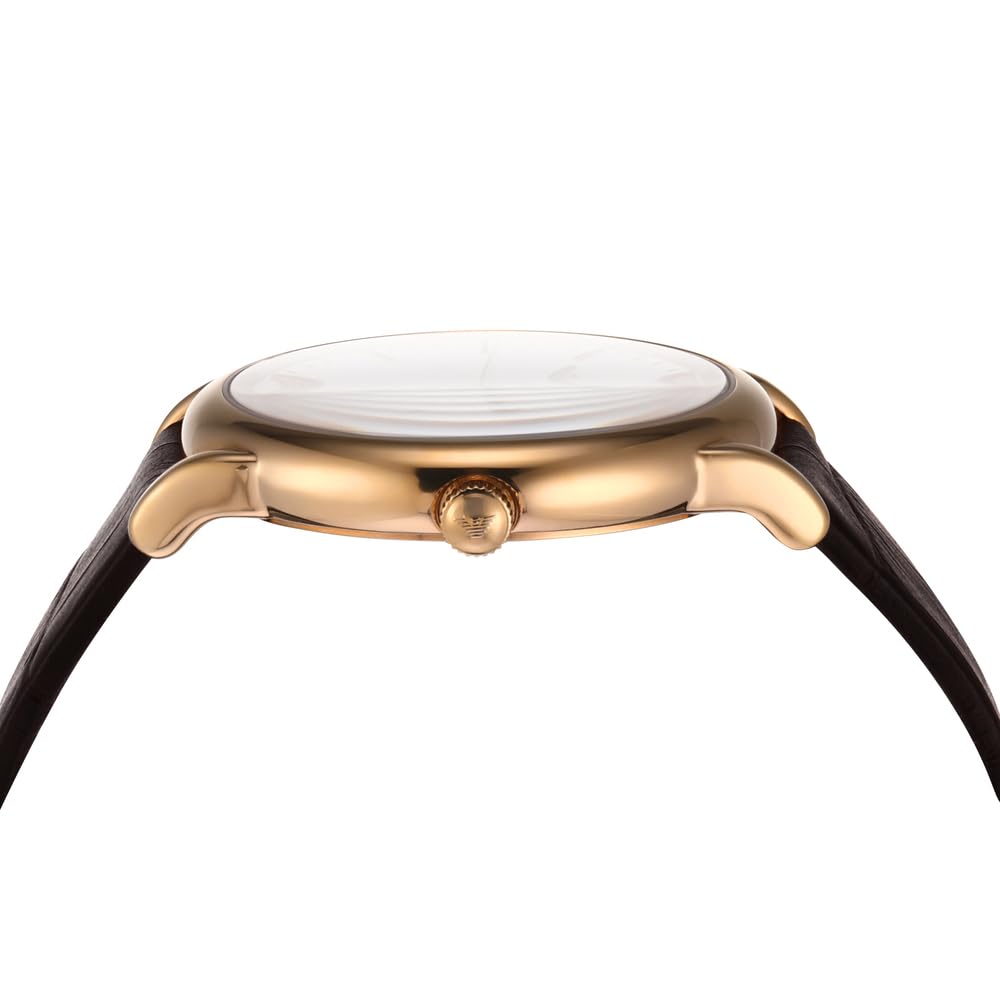 Emporio Armani Men's Classic Three-Hand Leather Strap Watch - Water Resistant Dress Watch for Business, Formal & Casual Wear