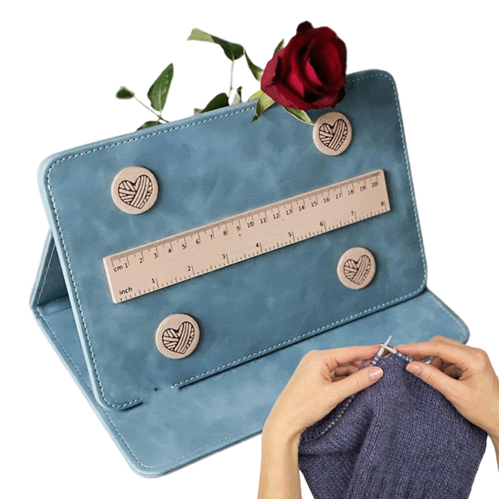 Foldable Magnetic Knitting Chart Holder with Magnet Ruler - Portable Knitting & Crochet Pattern Keeper - Perfect for Cross Stitch, Knitting Projects at Home or Travel
