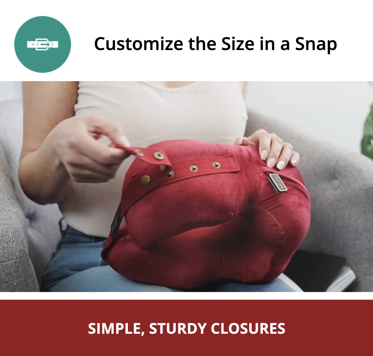 Best Chiropractor Recommended Neck Pillow for Pain Relief - Memory Foam Cervical Support Pillow with Lumbar Support (Burgundy) - Ideal for Travel, Office & Home Use