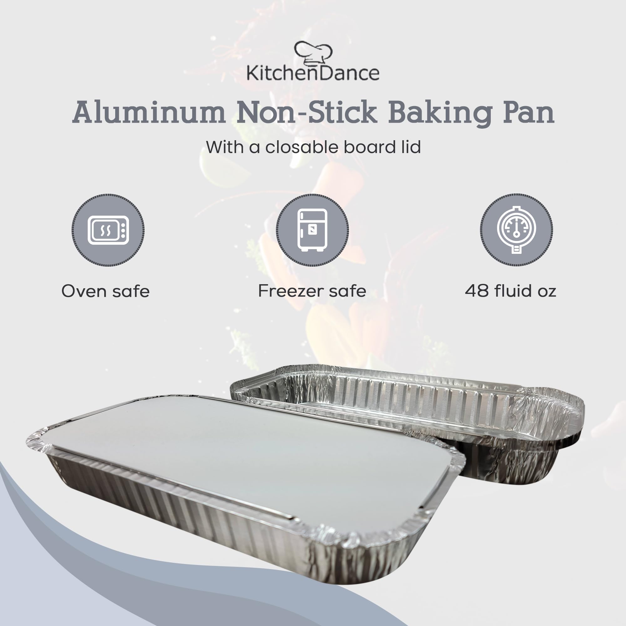 D&W Fine Pack 100-Pack Disposable Aluminum Foil Pans 3 lb (48 oz) with Board Lids - Oblong Food Storage Containers for Baking, Cooking, Meal Prep & Party Serving - Ideal for Restaurants, Catering & Home Use