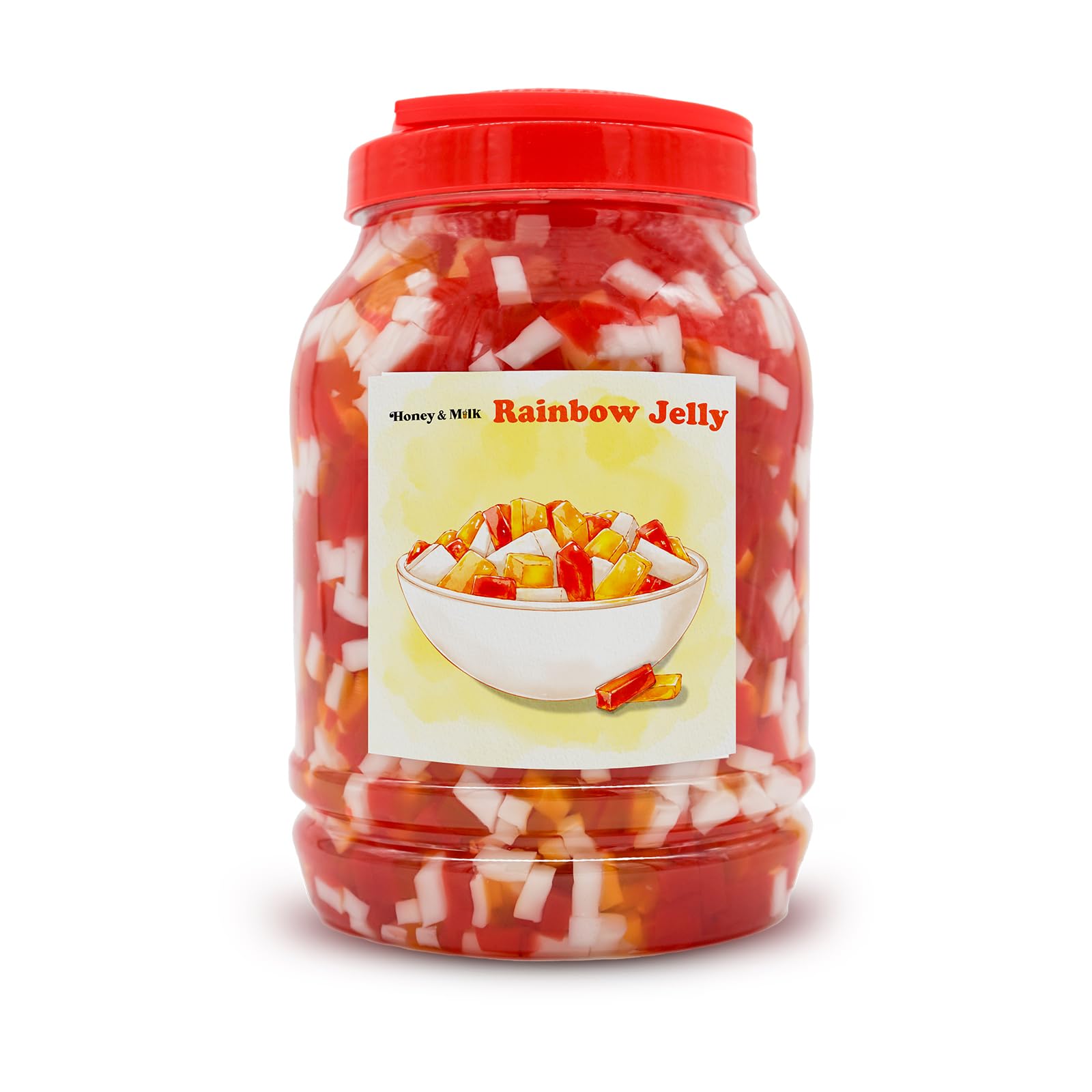 Premium Honey & Milk Rainbow Jelly Popping Boba Pearls - 7 LB Jar (4 Pack) | Real Fruit Juice Pearls for Bubble Tea, Desserts, Smoothies & Beverage Toppings | Perfect for Home Cafes, Party Snacks & DIY Drinks