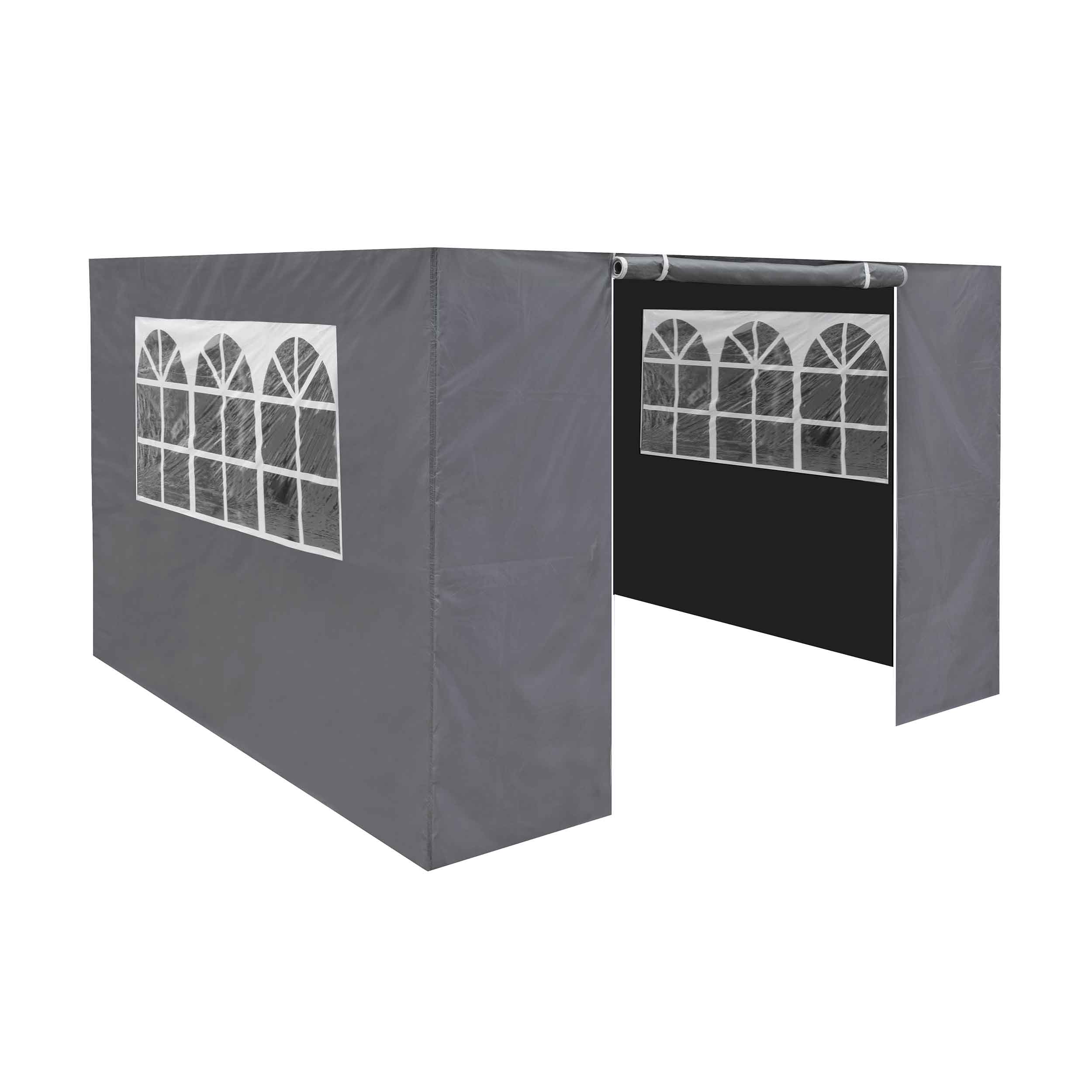 Premium 3x3m Gazebo Side Walls, Doors & Windows - Waterproof & UV Resistant Grey Canopy Accessories for Outdoor Events, Parties & Camping - DG149