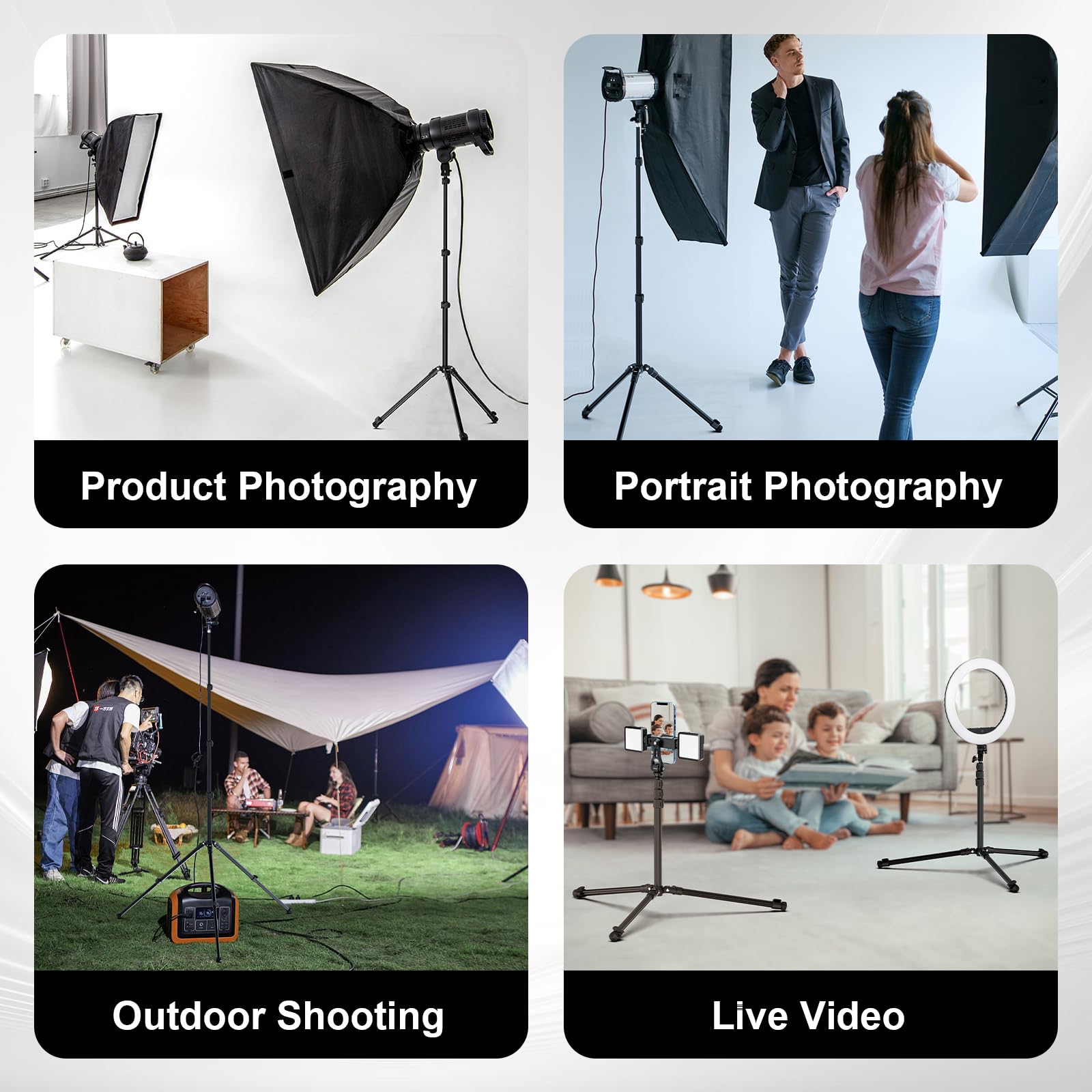 COMAN 6.23ft Extendable Aluminum Photography Light Stand - Adjustable Studio Tripod with 1/4