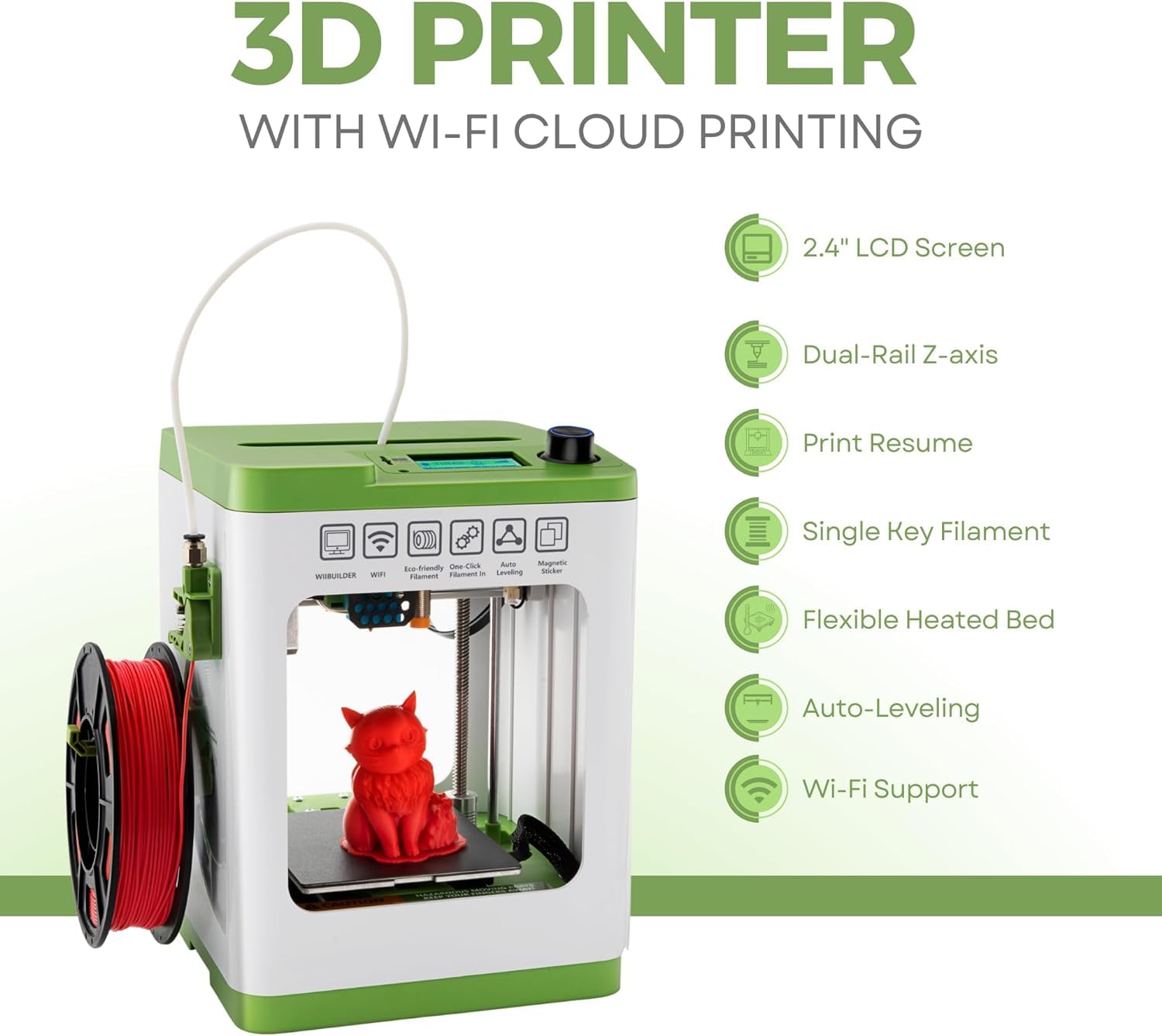 Fully Assembled Mini 3D Printer Kit for Kids & Beginners - Auto Leveling 3D Printing Machine with 10M PLA Filament & SD Card - WiFi Compatible with MAC/Windows/Linux - Perfect for STEM Education, Home DIY Projects & Creative Prototyping
