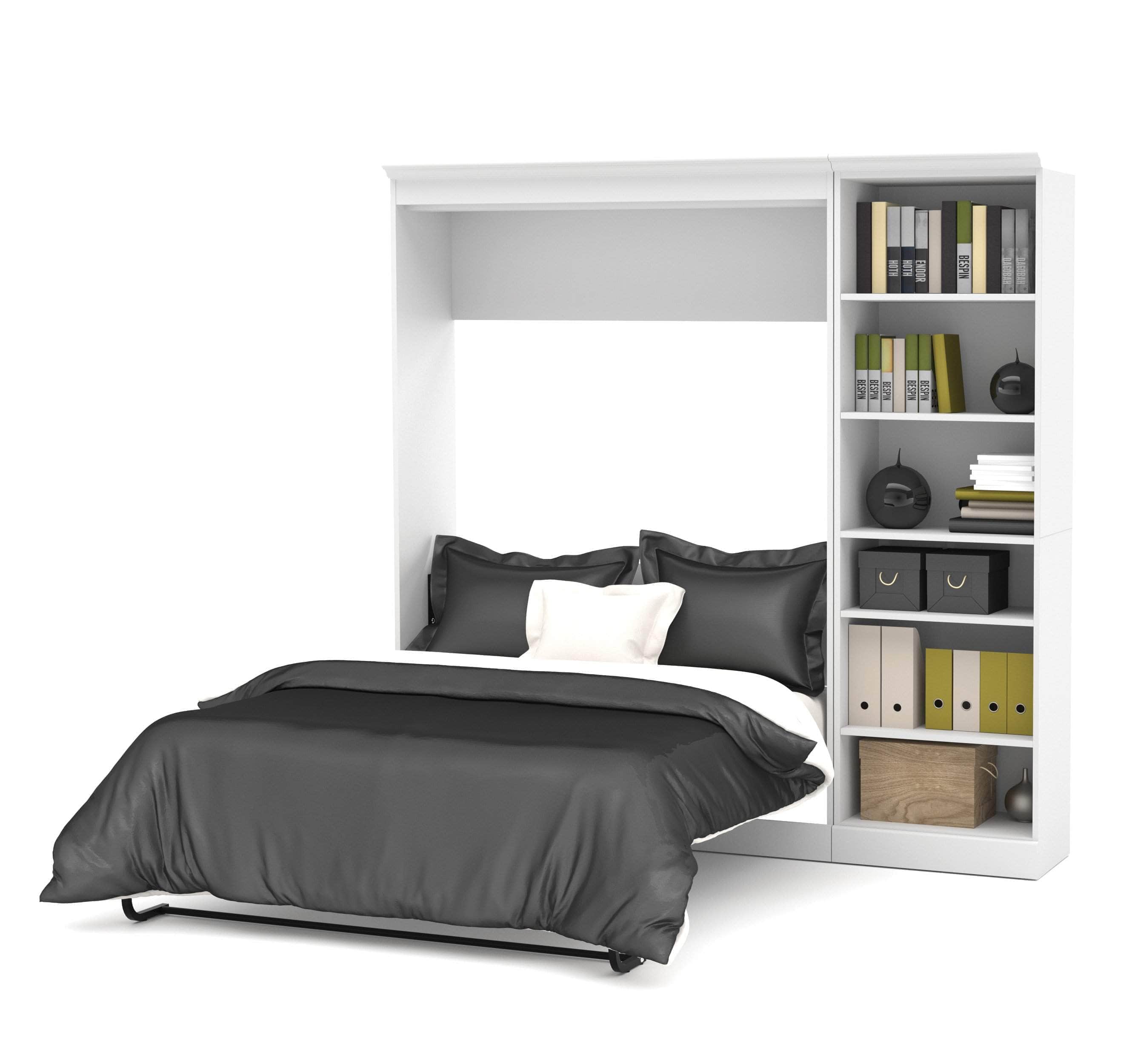 Space-Saving Full Murphy Wall Bed with Built-In Storage Unit - 3 Color Options for Bedroom, Guest Room, or Studio Apartment