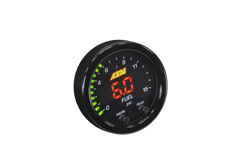 AEM X Series 0-15psi Pressure Gauge Kit - High Performance Fuel Pressure Monitoring for Cars, Trucks & Racing Vehicles