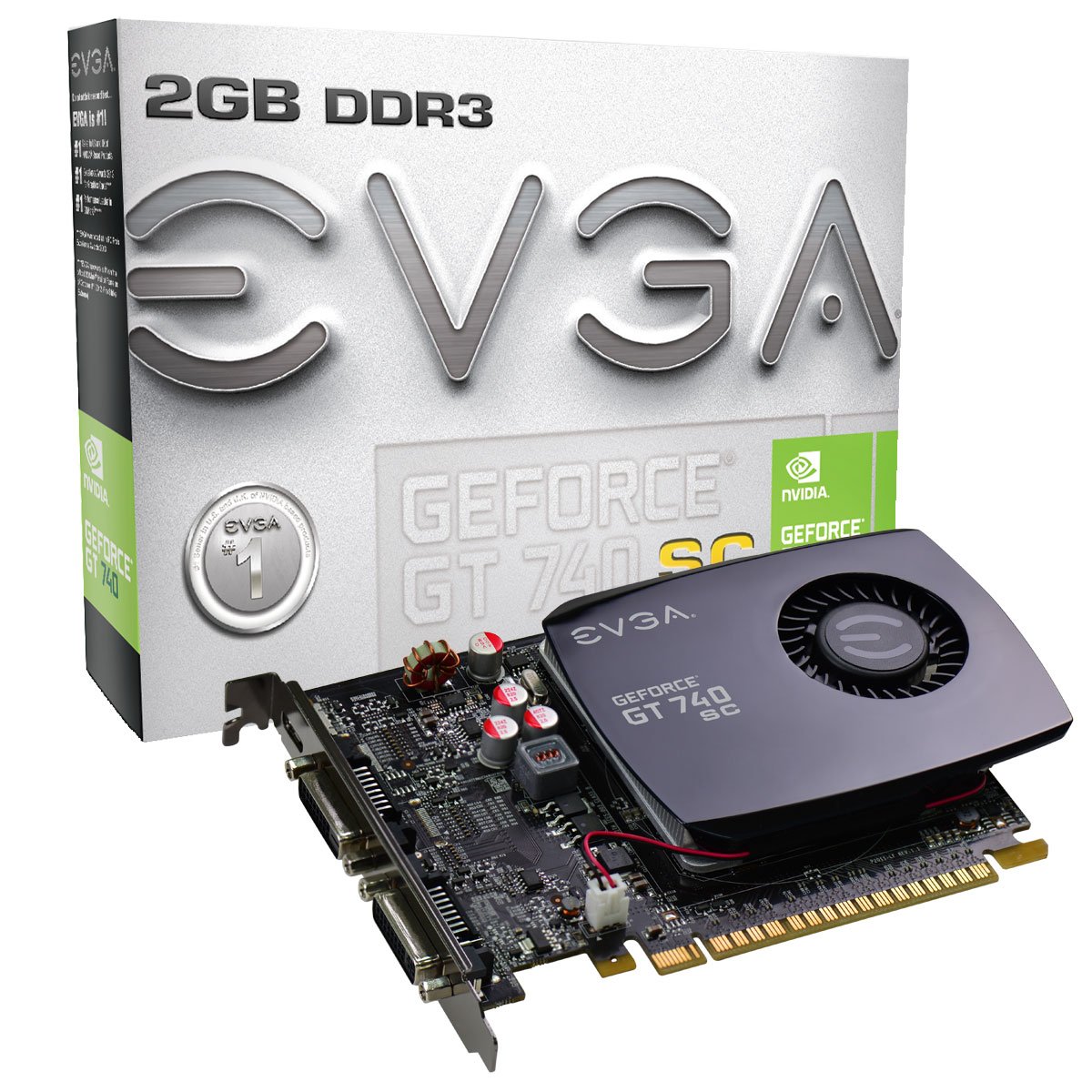 EVGA GeForce GT 740 Superclocked Single Slot 2GB DDR3 Graphics Card (02G-P4-2742-KR) - Boost Gaming & Video Editing Performance for PC Builds & Workstations