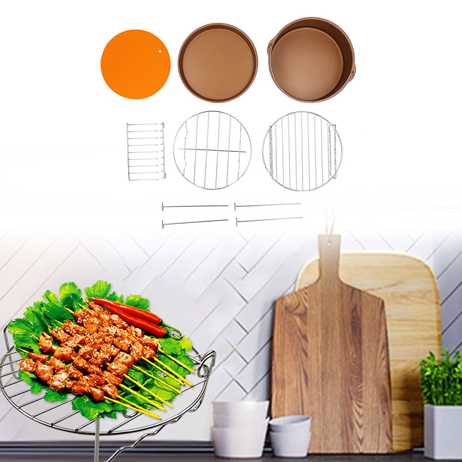 Stainless Steel Steaming Rack for Air Fryer - Universal Fit for 4.8-6.3QT Models - Perfect for Cooking Vegetables, Dumplings & Reheating Food - Essential Air Fryer Accessory for Healthy Meals & Meal Prep