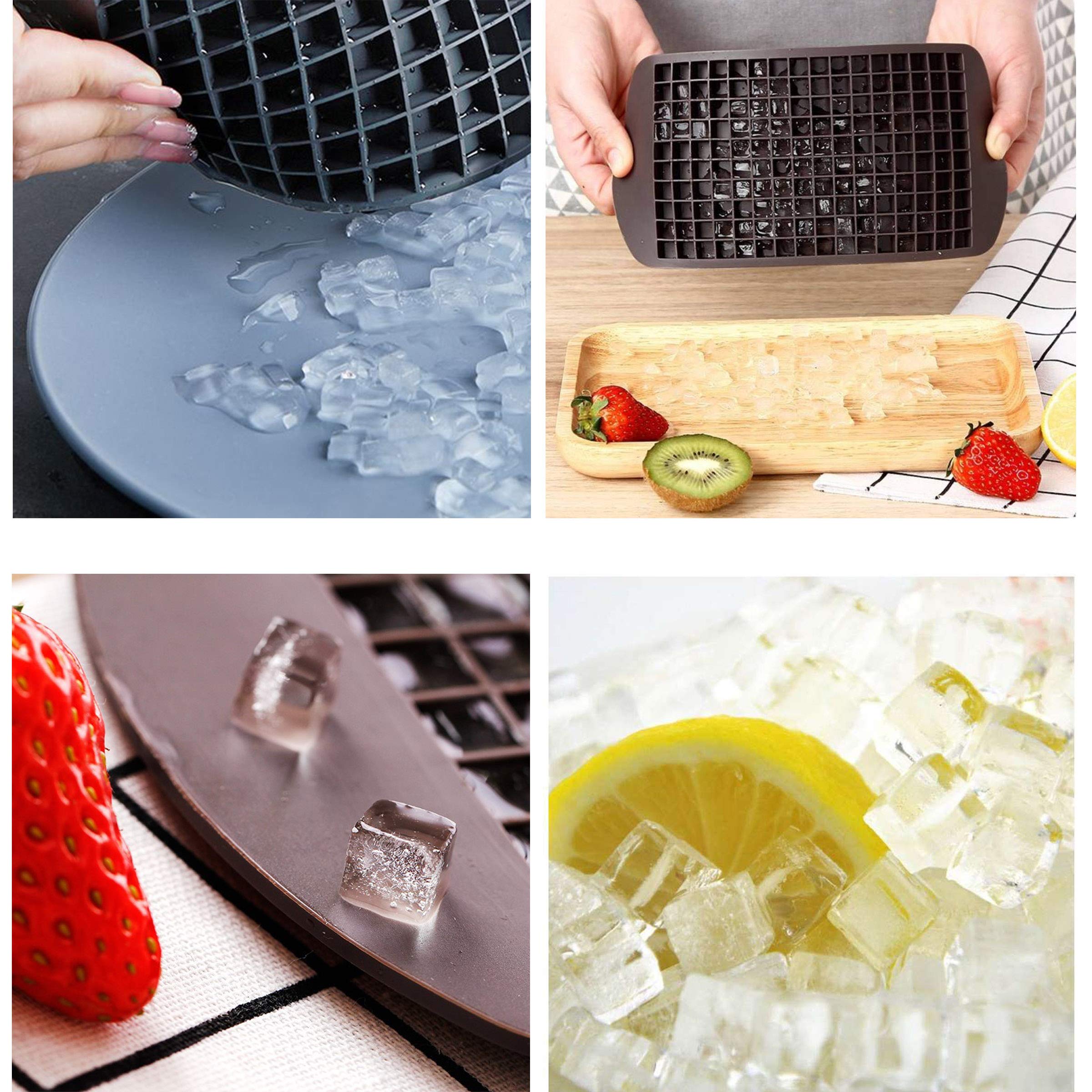 Premium Silicone Ice Cube Tray - 160 Small Square Ice Molds for Whiskey, Cocktails & Baby Food | Reusable, Flexible & Freezer Safe | Perfect for Drinks, Juice, Chocolate & Milk (Black) - Home Bar, Kitchen & Party Essential